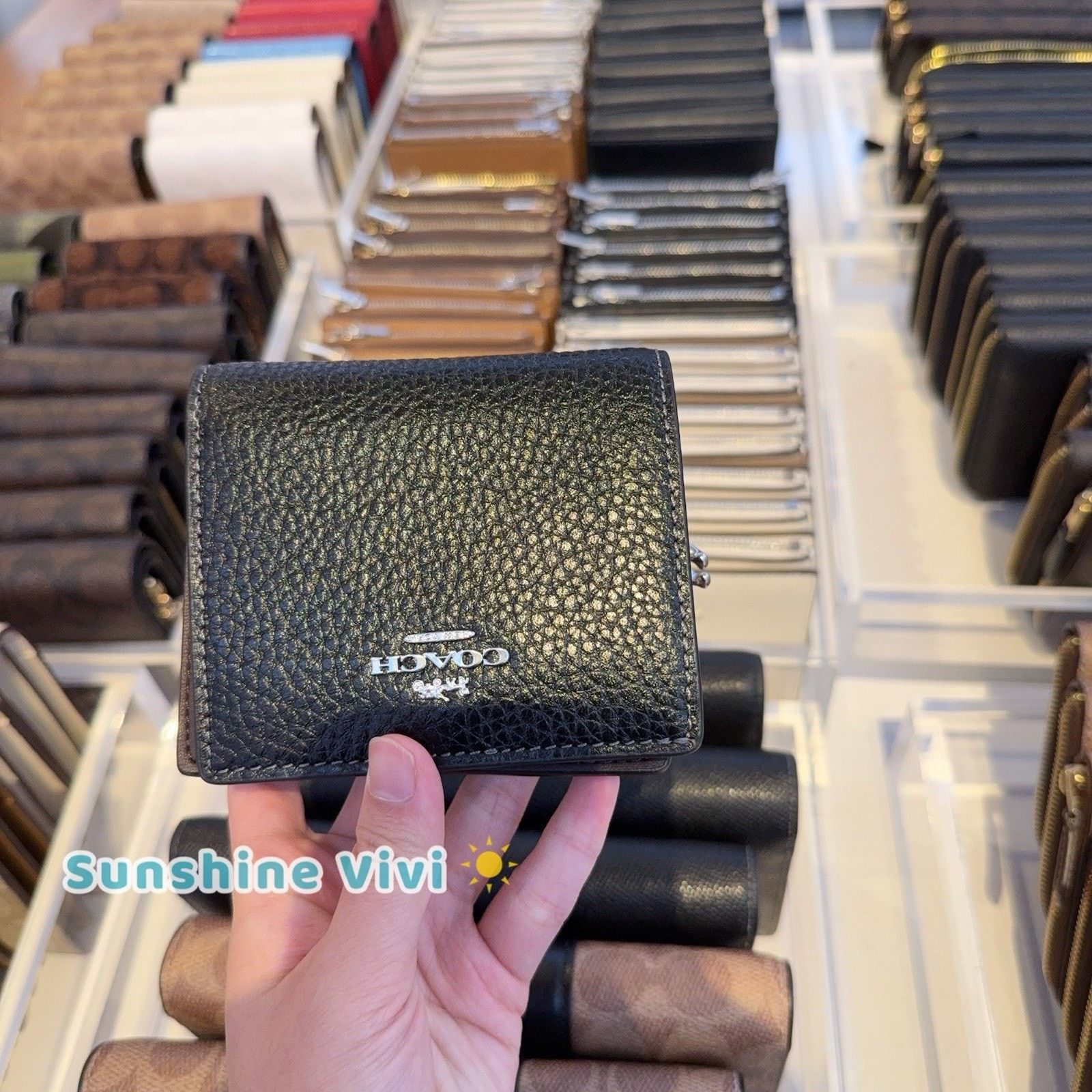 Coach NWT Coach Snap Wallet CBO77 Gold/Black Shiny Pebble Leather Size ONE SIZE - 1 Thumbnail