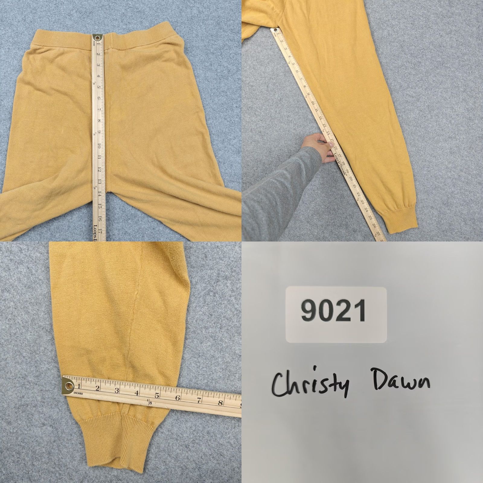 Christy Dawn Christy Dawn Pants Womens Small Yellow Knit Jogger Cuffed Elastic Waist Casual Size 28" / US 6 / IT 42 - 8 Thumbnail