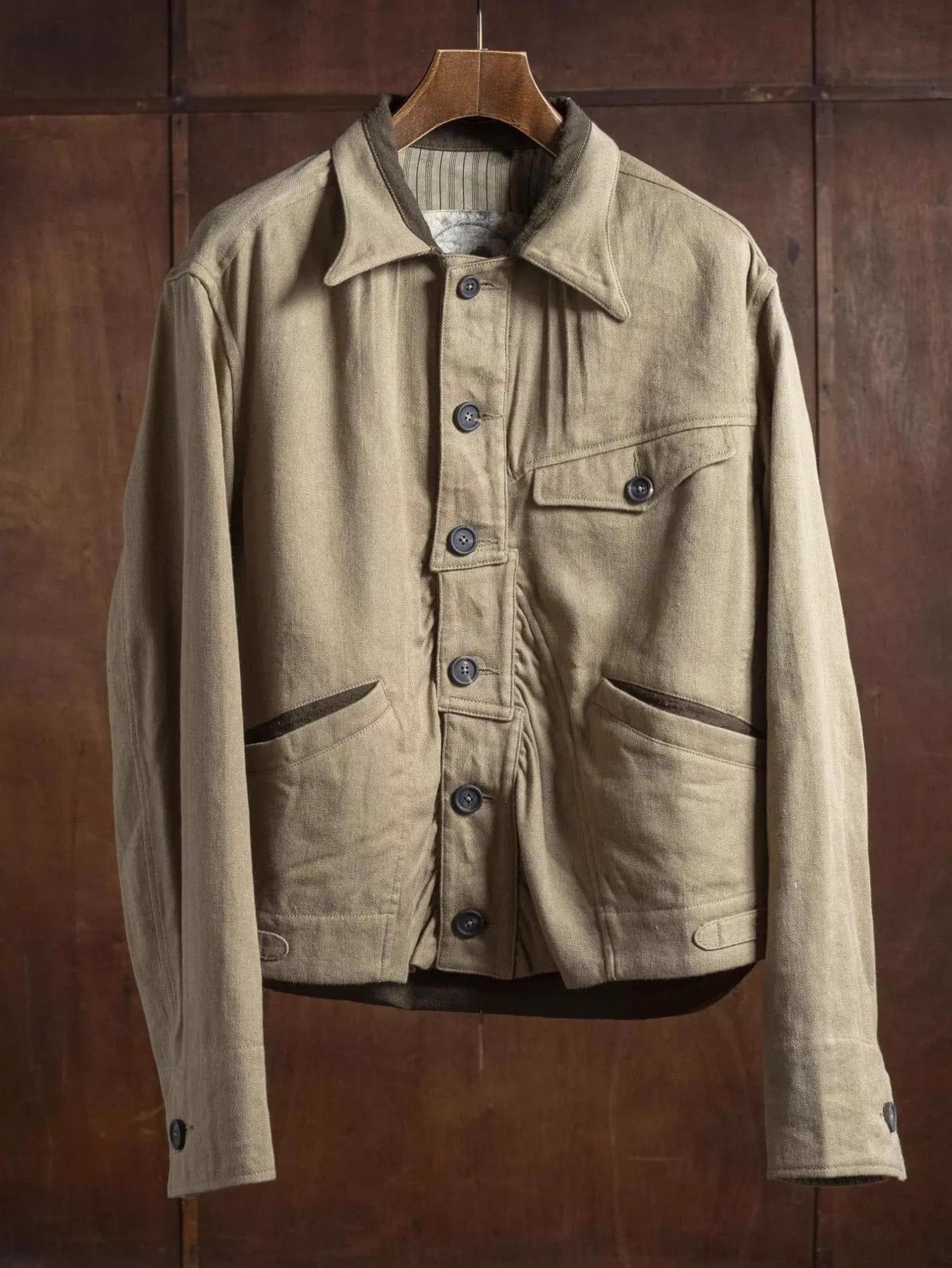 Ziggy Chen Ziggy Chen 25AW Men Khaki Deconstructed Placket Jacket 50 Size US M / EU 48-50 / 2 - 1 Thumbnail