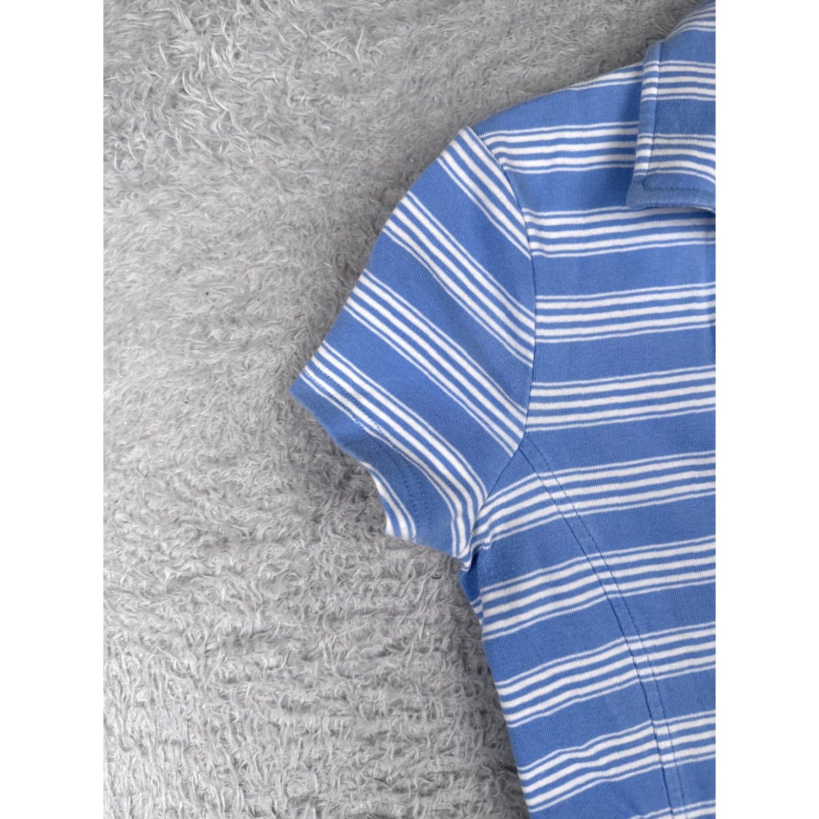 Tommy Hilfiger Tommy Hilfiger Polo Shirt Juniors Medium Blue Stripe Cotton Blend Short Sleeve Size M / US 6-8 / IT 42-44 - 3 Thumbnail