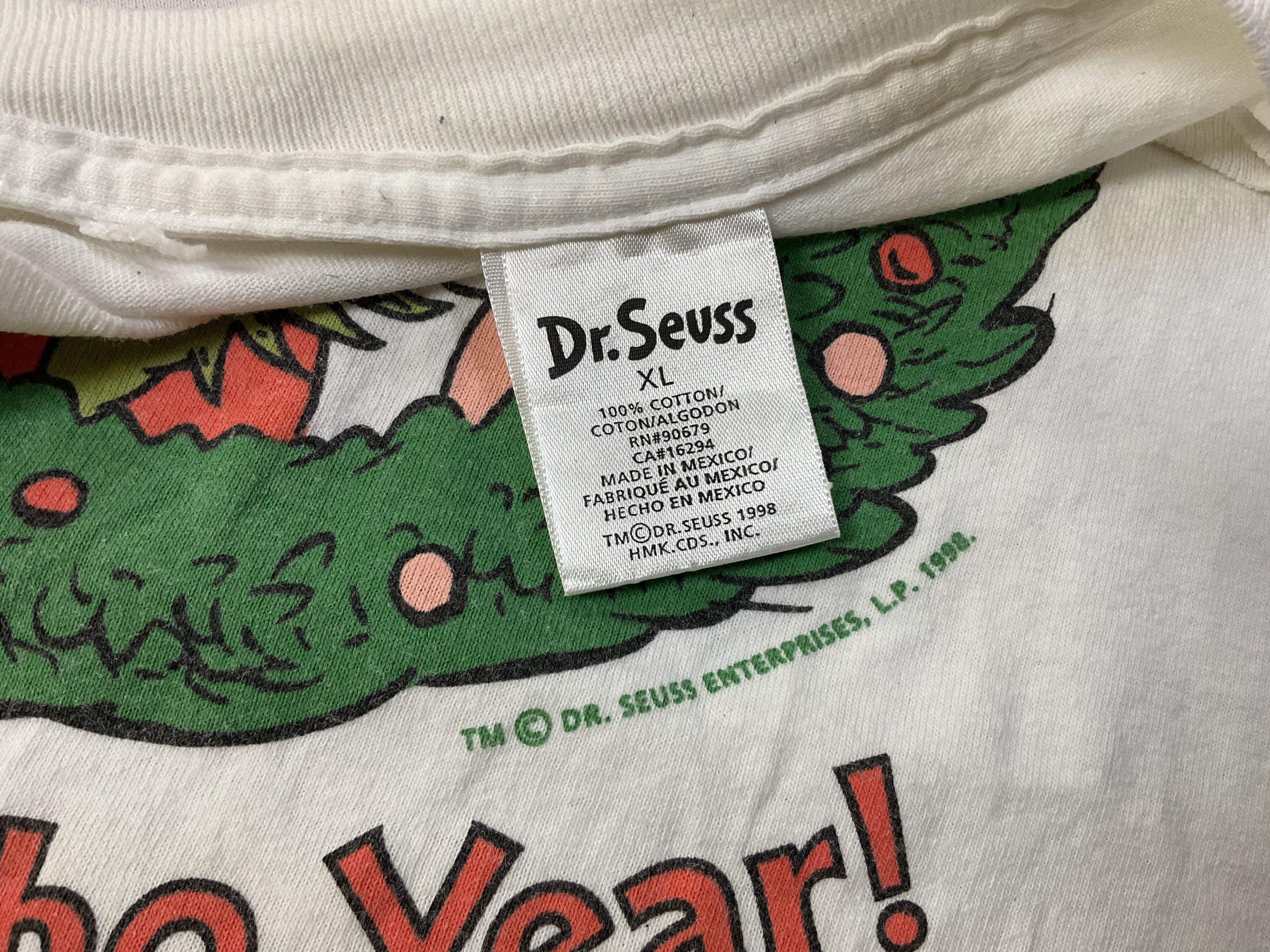 Cartoon Network Vintage 1998 Dr Seuss Merry Grinchmas Happy Who Year Tshirt Size US XL / EU 56 / 4 - 4 Thumbnail