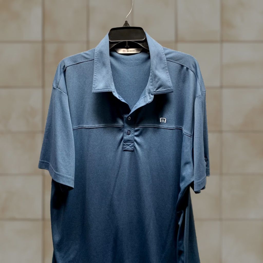 TravisMathew Travis Mathew Polo Shirt Adult 2XL Blue Golf Breathable Mens Regular Short Sleeve Collared Solid Pattern Polo Shirt Size US XXL / EU 58 / 5 - 1 Thumbnail