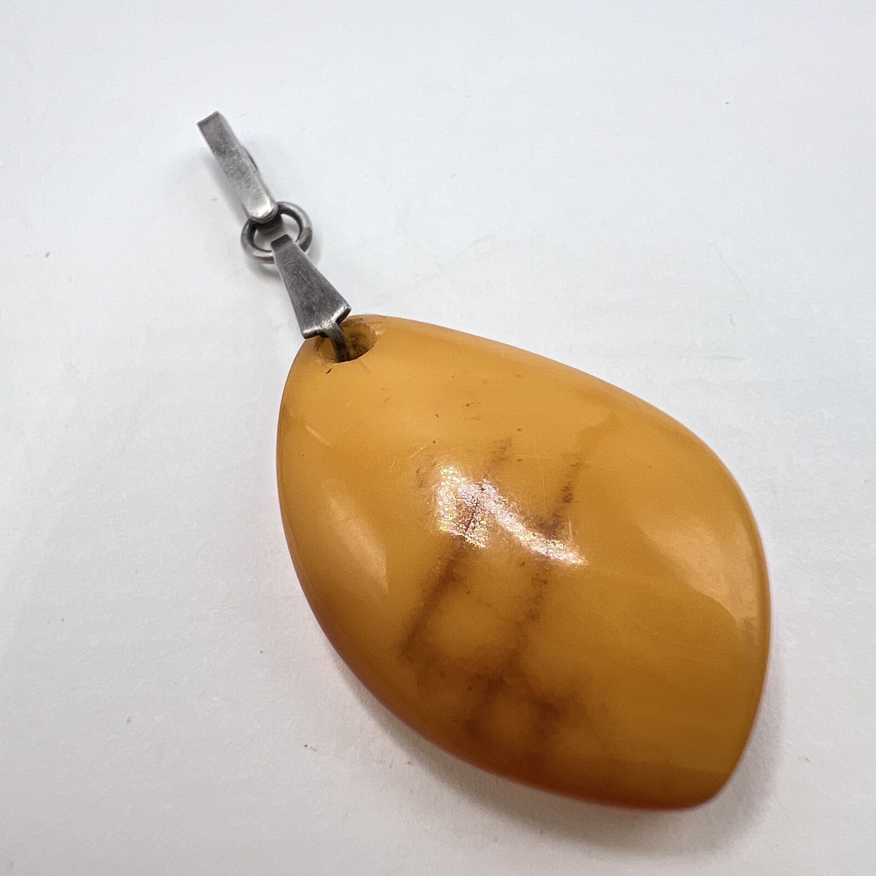 Vintage Vintage USSR Pendant Silver 875 Natural Amber 2.62gr Size ONE SIZE - 5 Thumbnail