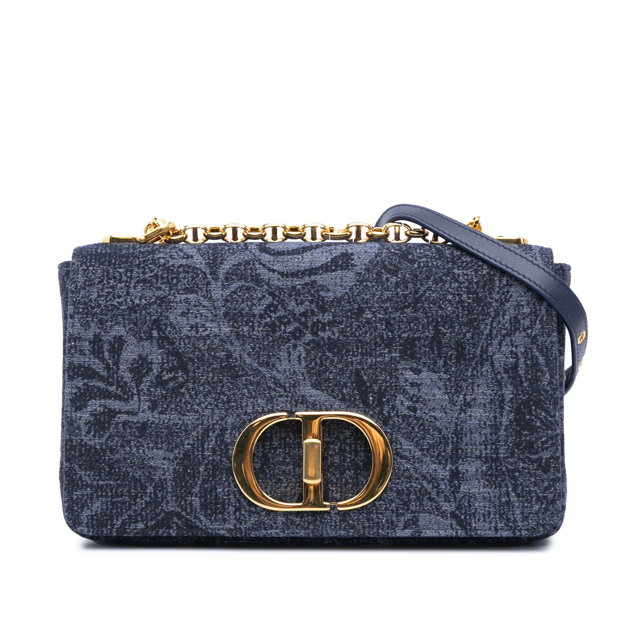 Dior Dior Medium Denim Floral Caro Bag Blue Size ONE SIZE - 1 Thumbnail