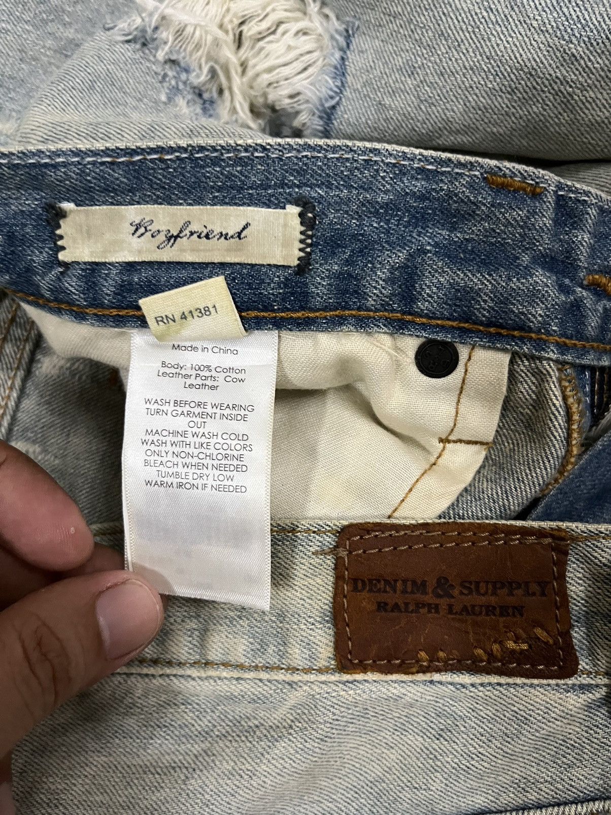 Designer Vintage Light Blue Heavy Distressed Regular Straight Jeans Size US 30 / EU 46 - 10 Thumbnail