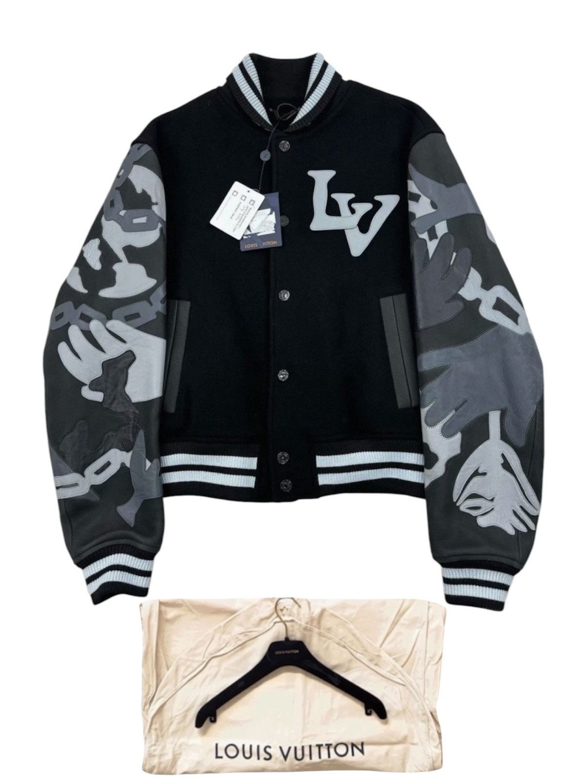 Louis Vuitton Louis Vuitton 56 Chains Camo Varsity Wool Leather Jacket Size US XL / EU 56 / 4 - 1 Thumbnail