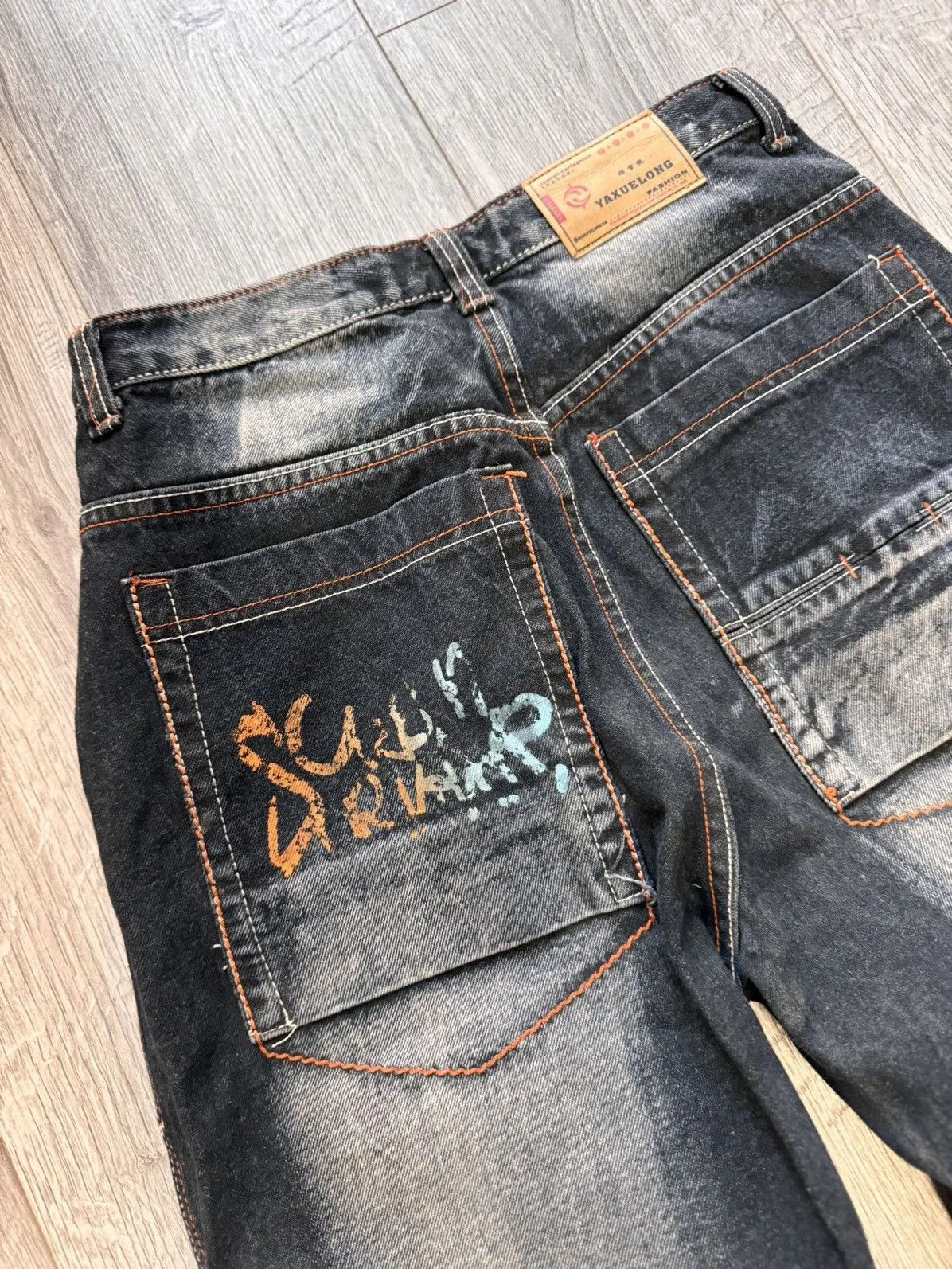 Ed Hardy VINTAGE Y2K RAW BLUE BAGGY CYBER WING DENIM SEQUIN JEANS 36 Size US 31 - 13 Thumbnail