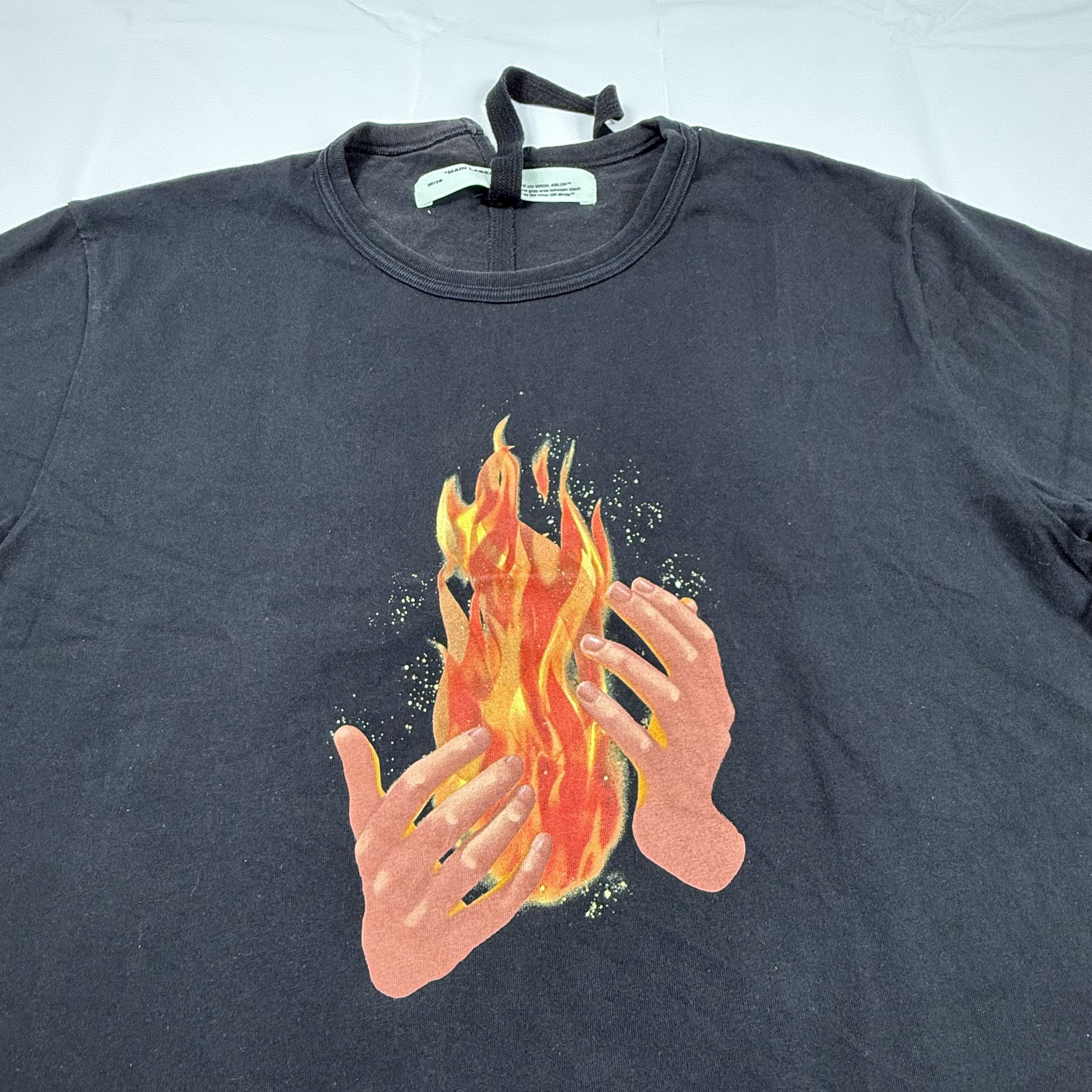Off-White Off-White Virgil Abloh Fire Hands Diagonal Flame T-Shirt Size US XL / EU 56 / 4 - 2 Thumbnail