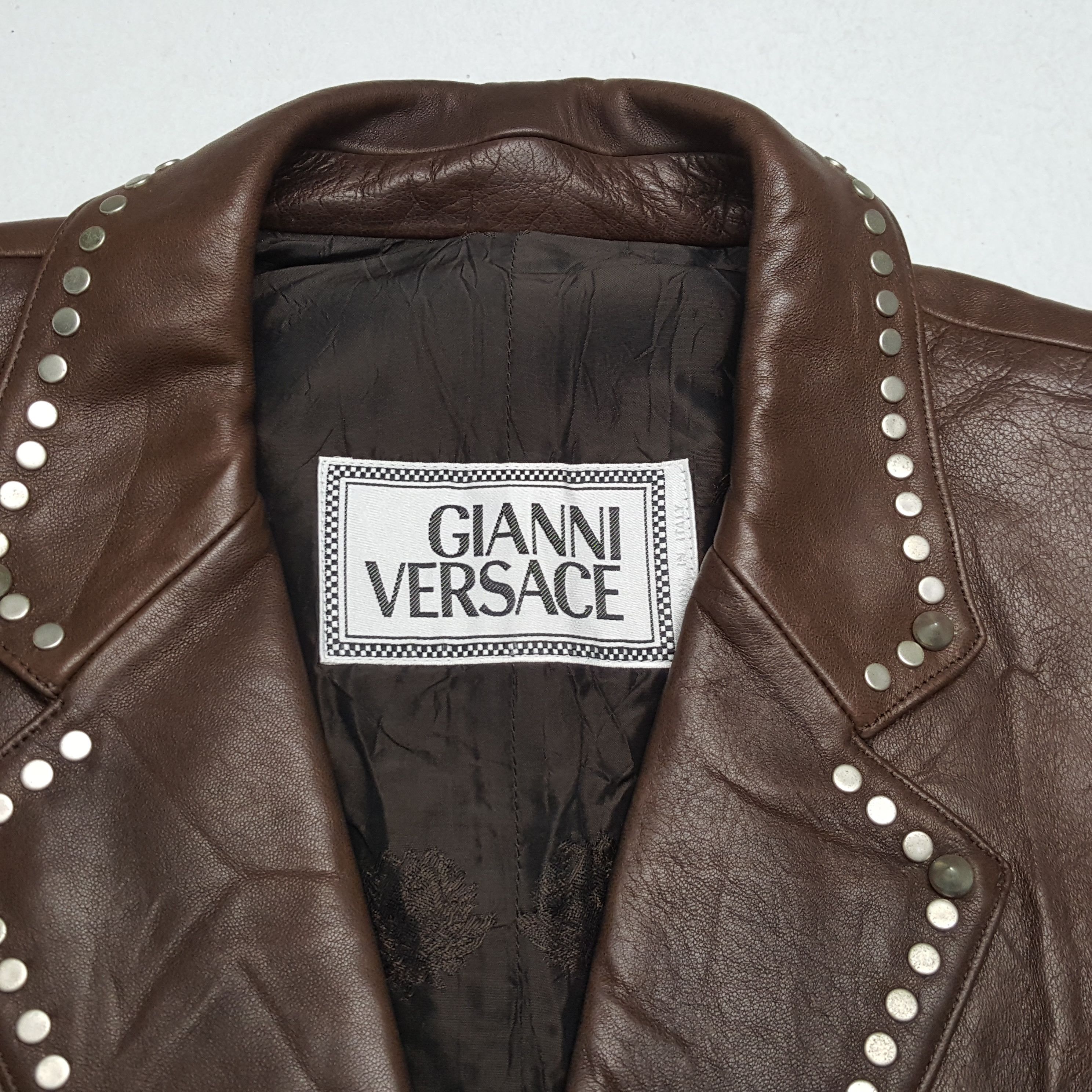 Versace × Vintage GIANNI VERSACE Fashion Style Leather Blazer Size 38R - 10 Thumbnail