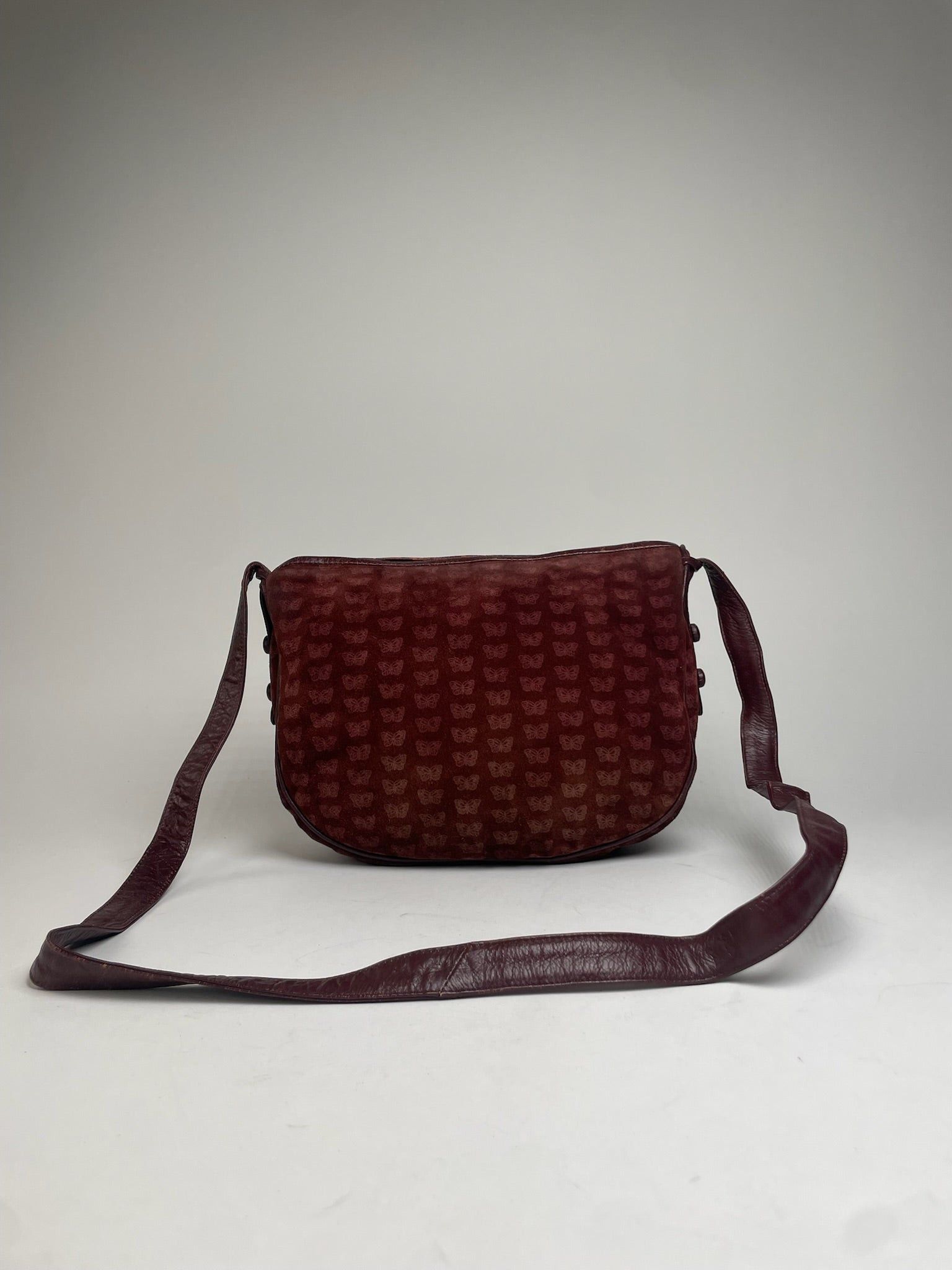 Bottega Veneta Vintage Butterfly Monogram Suede Shoulder Bag Red Size ONE SIZE - 1 Thumbnail