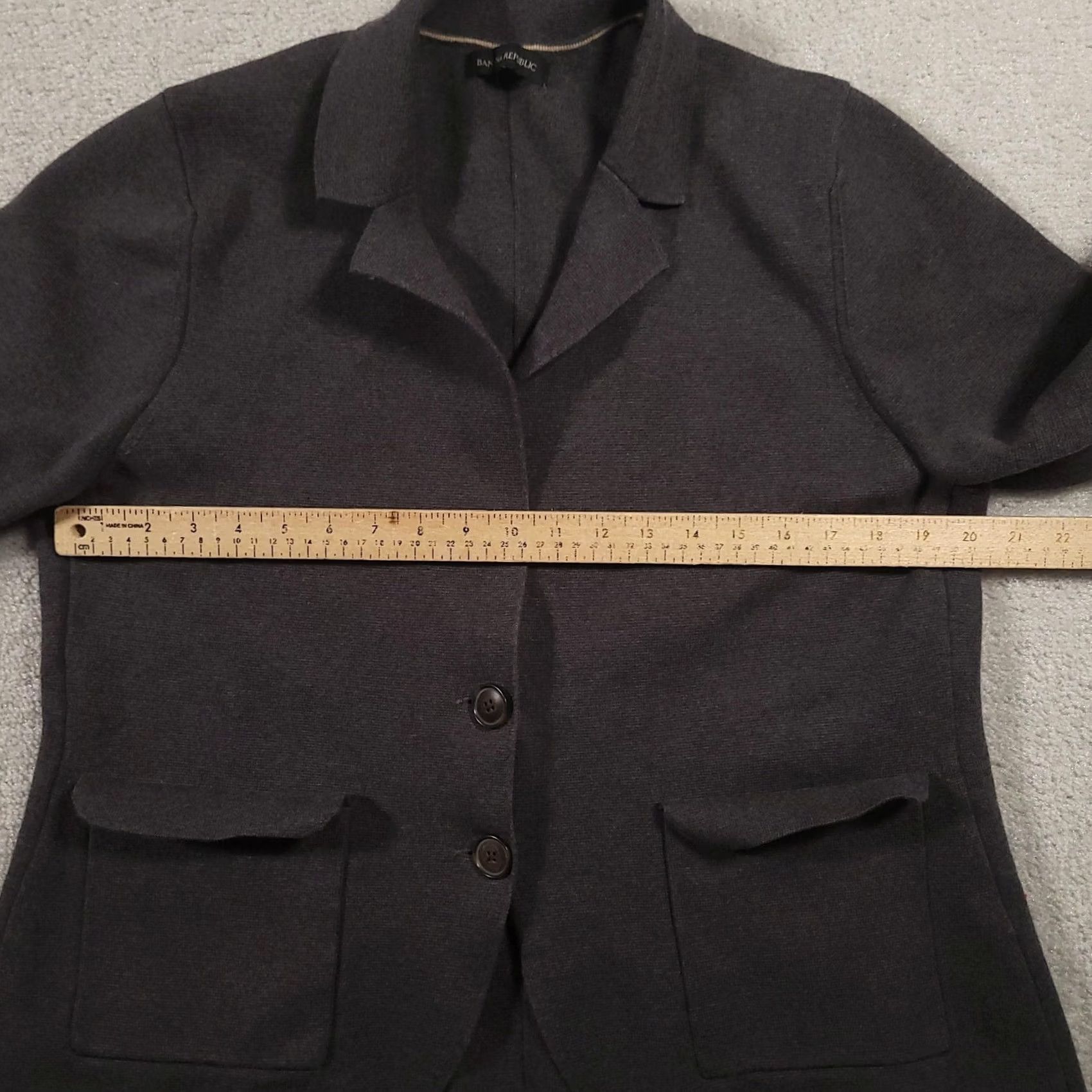 Banana Republic VINTAGE Banana Republic Blazer Jacket Womens L Charcoal Knit Two Button Pockets Size L / US 10 / IT 46 - 5 Thumbnail