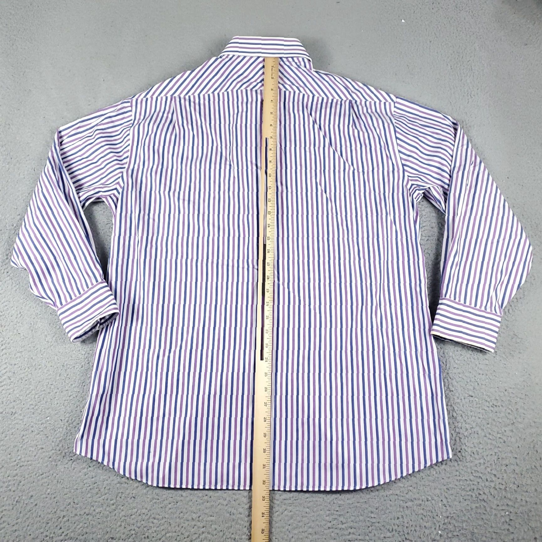 Tommy Hilfiger Tommy Hilfiger Shirt Mens 17 Purple Striped Dress Button Up Long Sleeve Shirt Size 46R - 4 Thumbnail