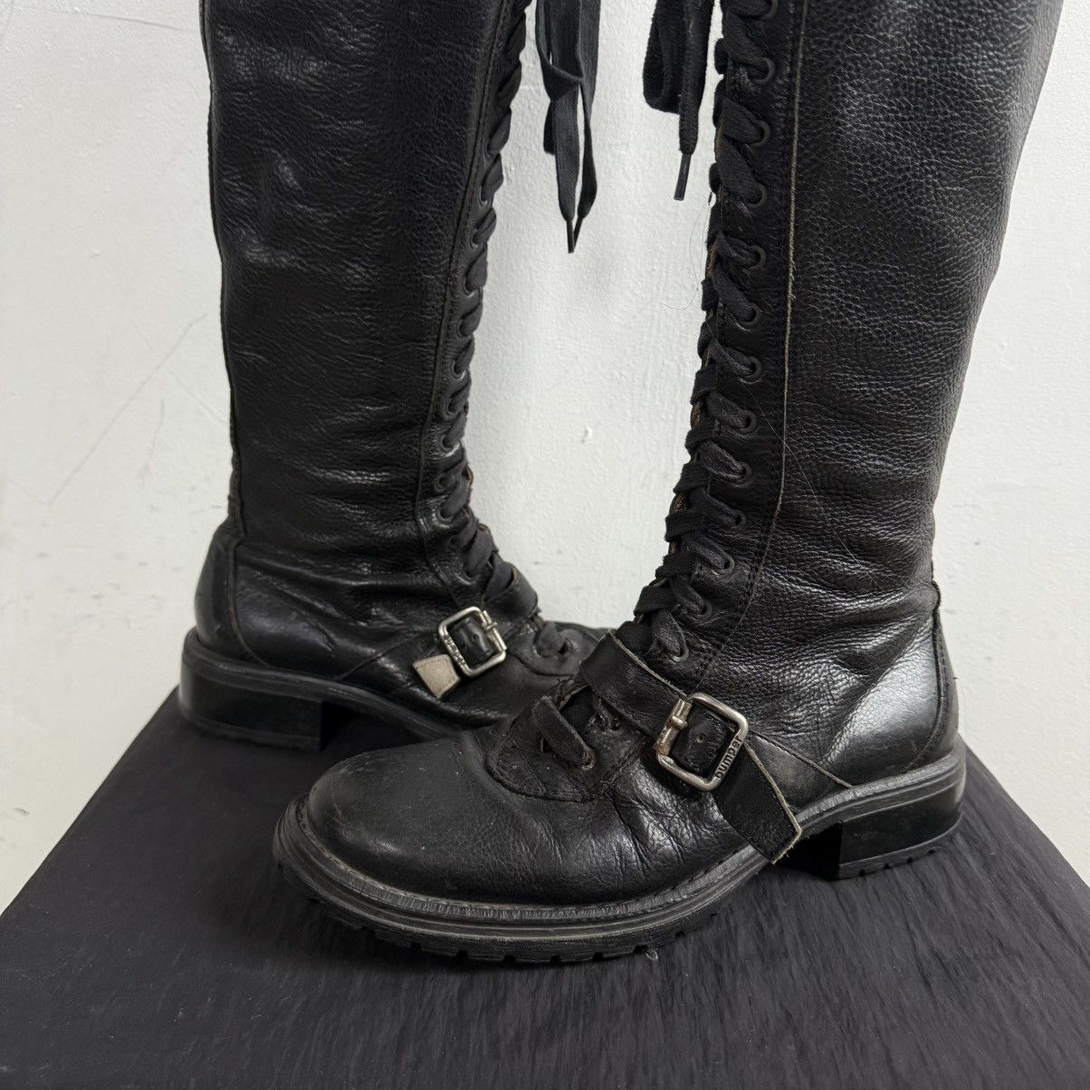 Hysteric Glamour Bumper Italy Lace Up Knee High Boots With Faux Fur Lining Size US 7 / IT 37 - 6 Thumbnail