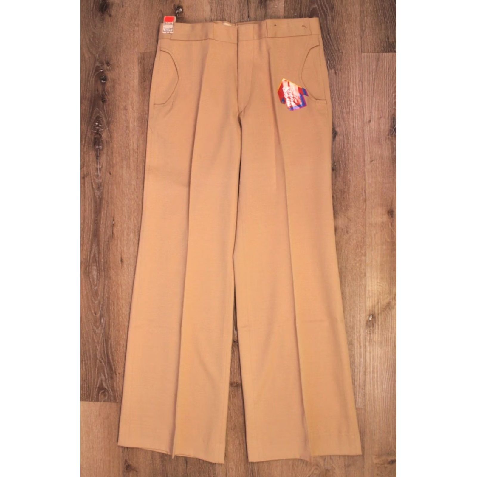 Bell VINTAGE Men's VTG NOS 1970s Khaki Flare Pants 32x32.5 70s Disco Bell Bottoms Male Size US 32 / EU 48 - 2 Thumbnail
