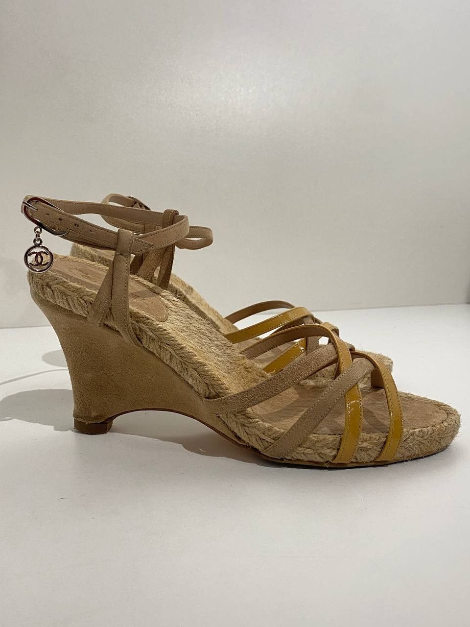 Chanel CHANEL Coco Mark Suede Espadrilles Heel Sandals Mules Shoes Size US 8.5 / IT 38.5 - 3 Thumbnail