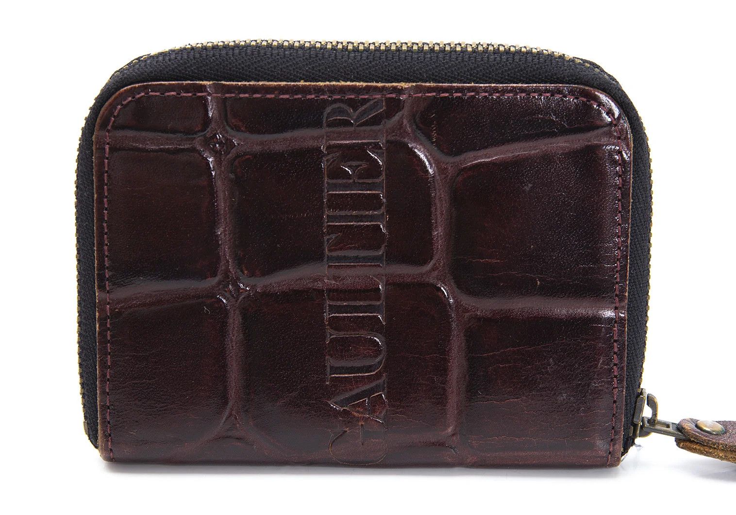 Jean Paul Gaultier Crocodile Embossed Round Zip Coin Case in Brown Size ONE SIZE - 3 Thumbnail