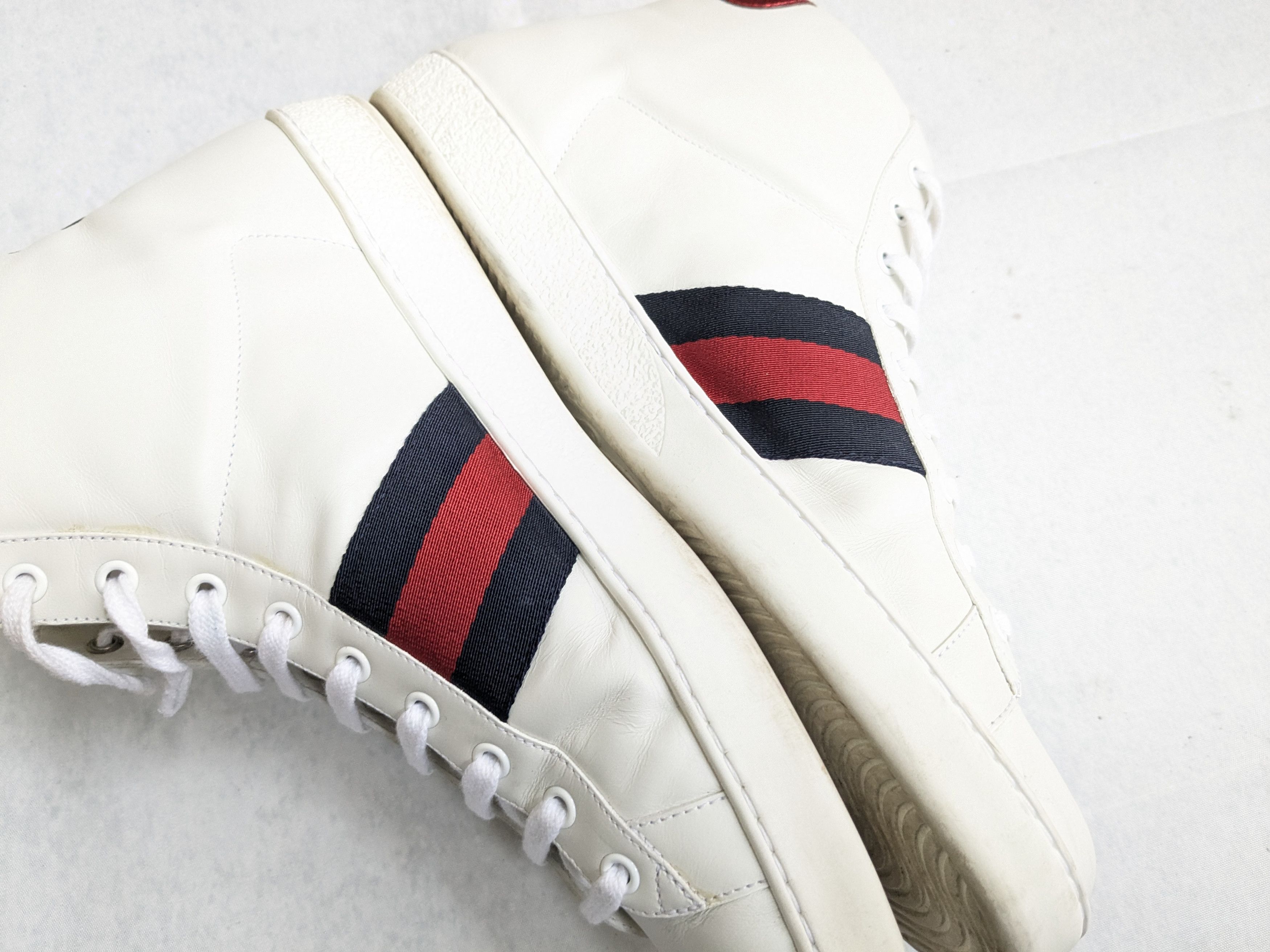 Gucci Gucci Ace Sneakers White 11.5 High Top Leather Size US 11.5 / EU 44-45 - 11 Thumbnail
