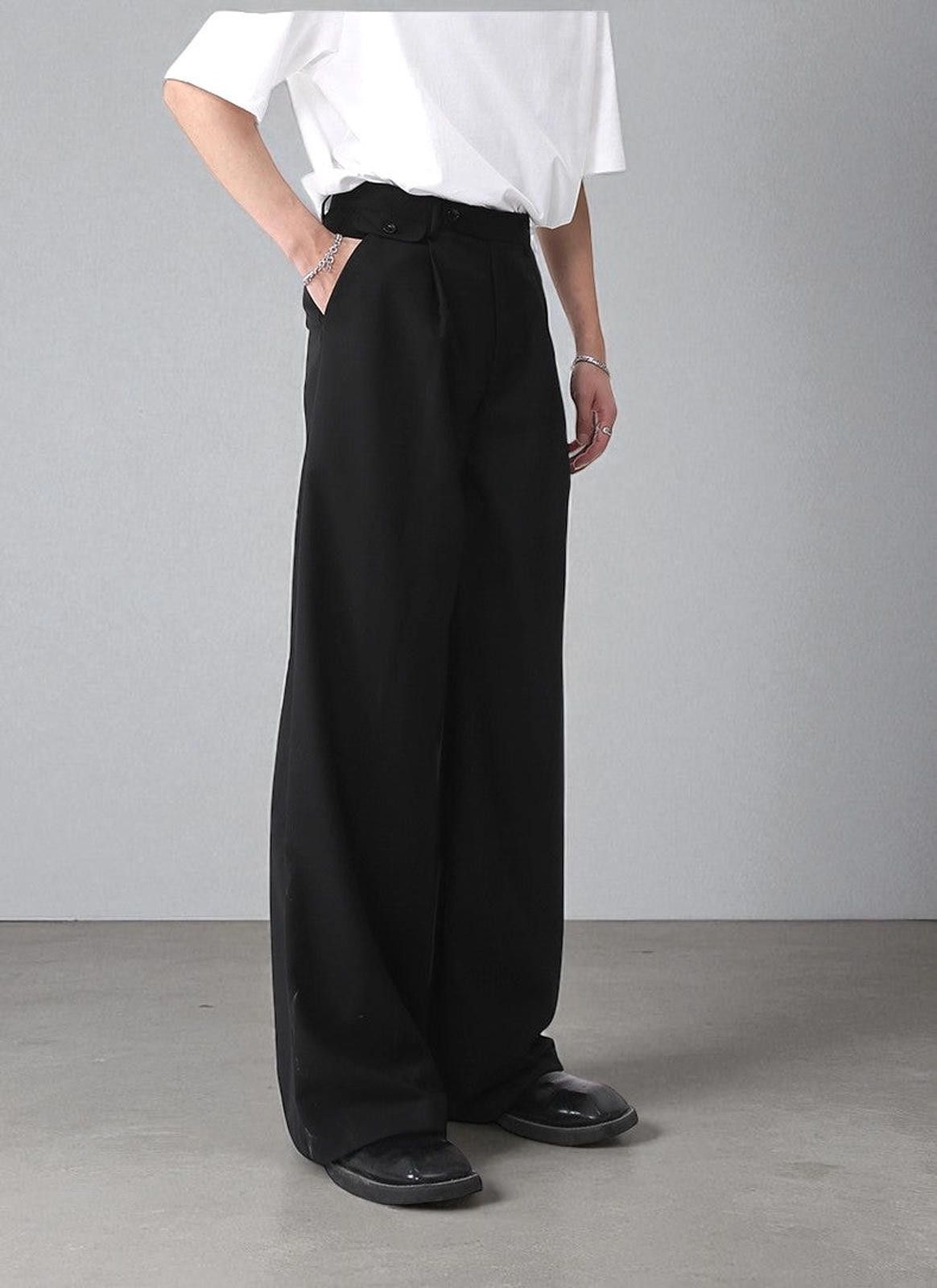 Japanese Brand Wide-Leg Tailored Trousers - High-Waist Architectural Pants Size 28" / US 6 / IT 42 - 4 Thumbnail