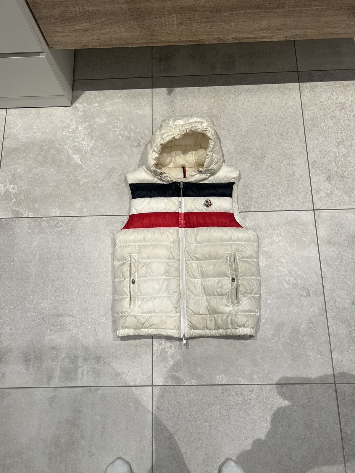 image of Moncler Hood Vest in White, Men's (Size Medium)