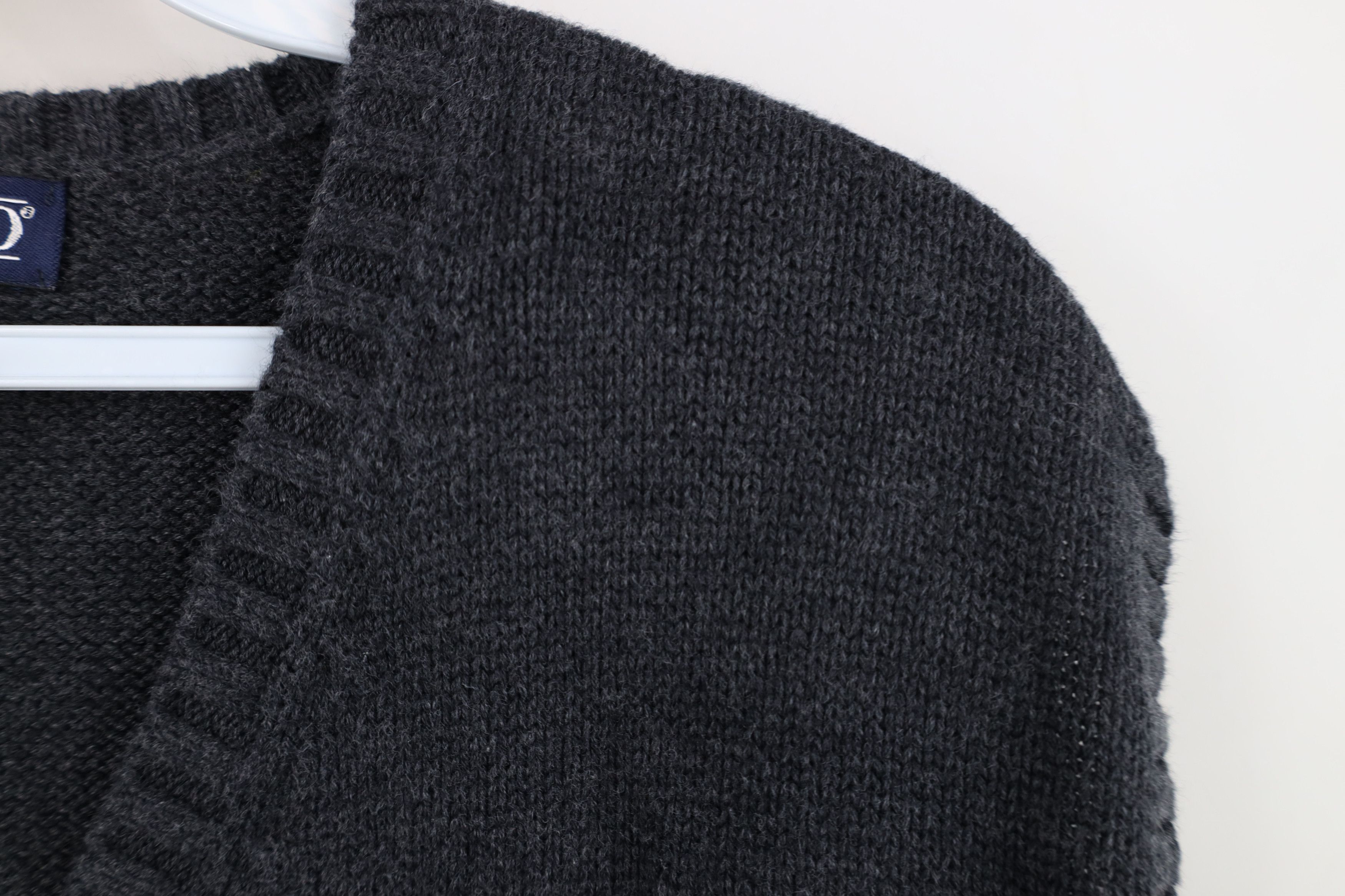 Lands' End Vintage 90s Lands End Cotton Knit Sweater Vest Charcoal Gray Size US XL / EU 56 / 4 - 5 Thumbnail