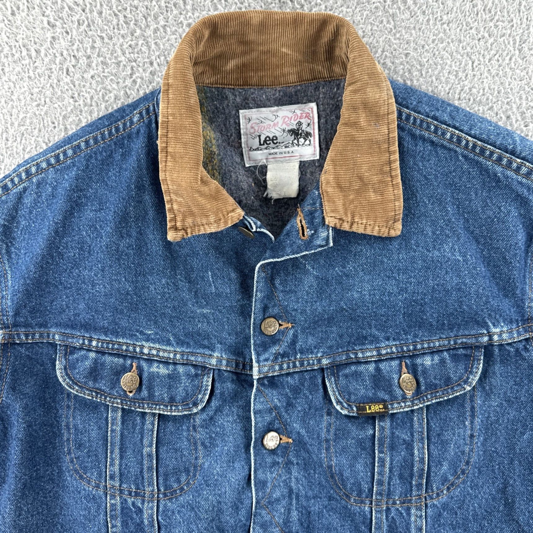Lee VINTAGE Lee Storm Rider Blanket Lined Denim Jacket Mens XL Blue Denim Jacket Western Wear US Made 1970s Mens Size US XL / EU 56 / 4 - 5 Thumbnail