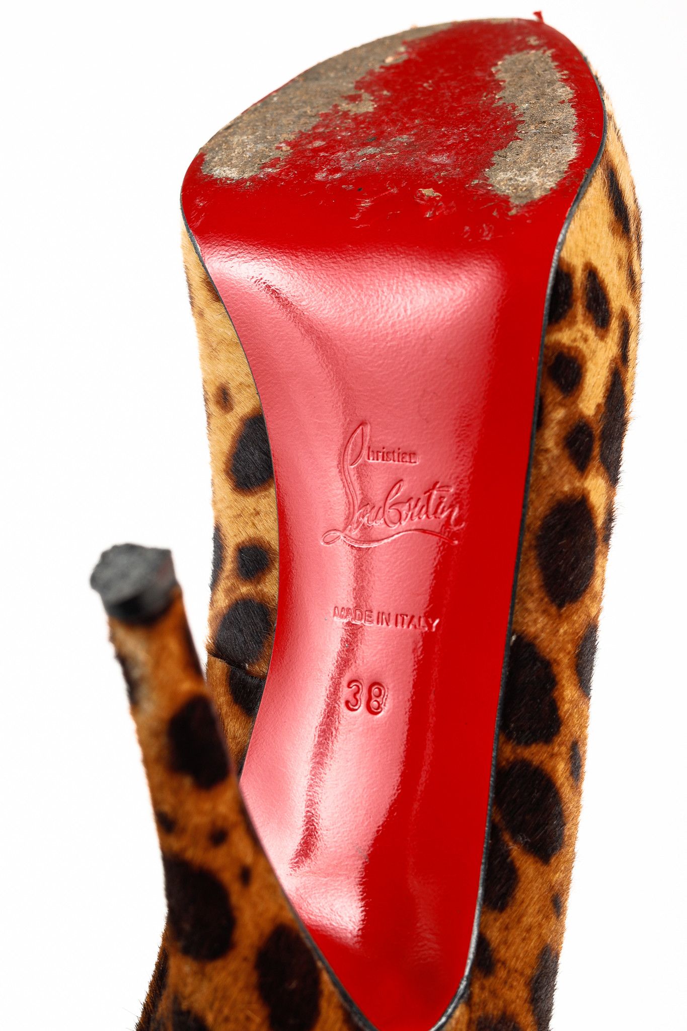 Christian Louboutin Christian Louboutin Leopard Pony Hair Peep Toe Platform Pump Size US 7.5 / IT 37.5 - 5 Thumbnail