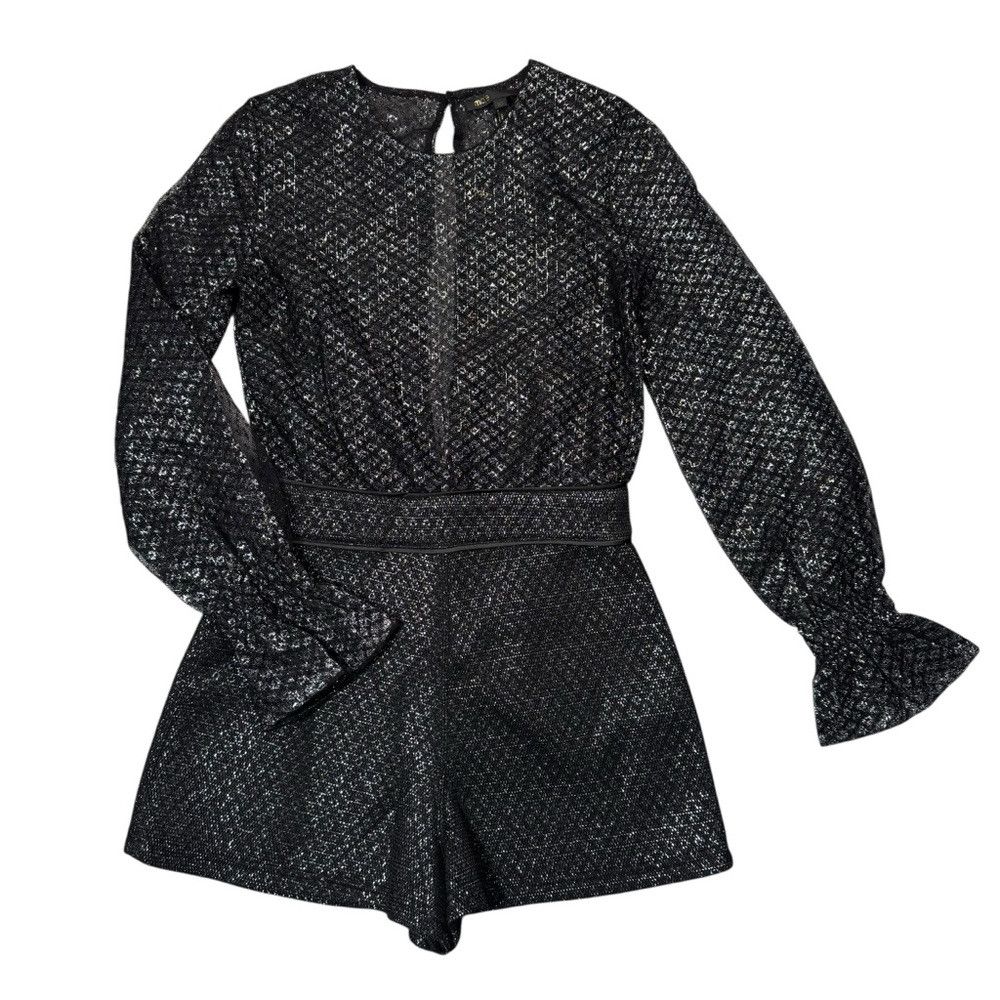 Maje NWT New $395 Maje Black Silver Long Sleeve Iana Combishort Size S / US 4 / IT 40 - 3 Thumbnail