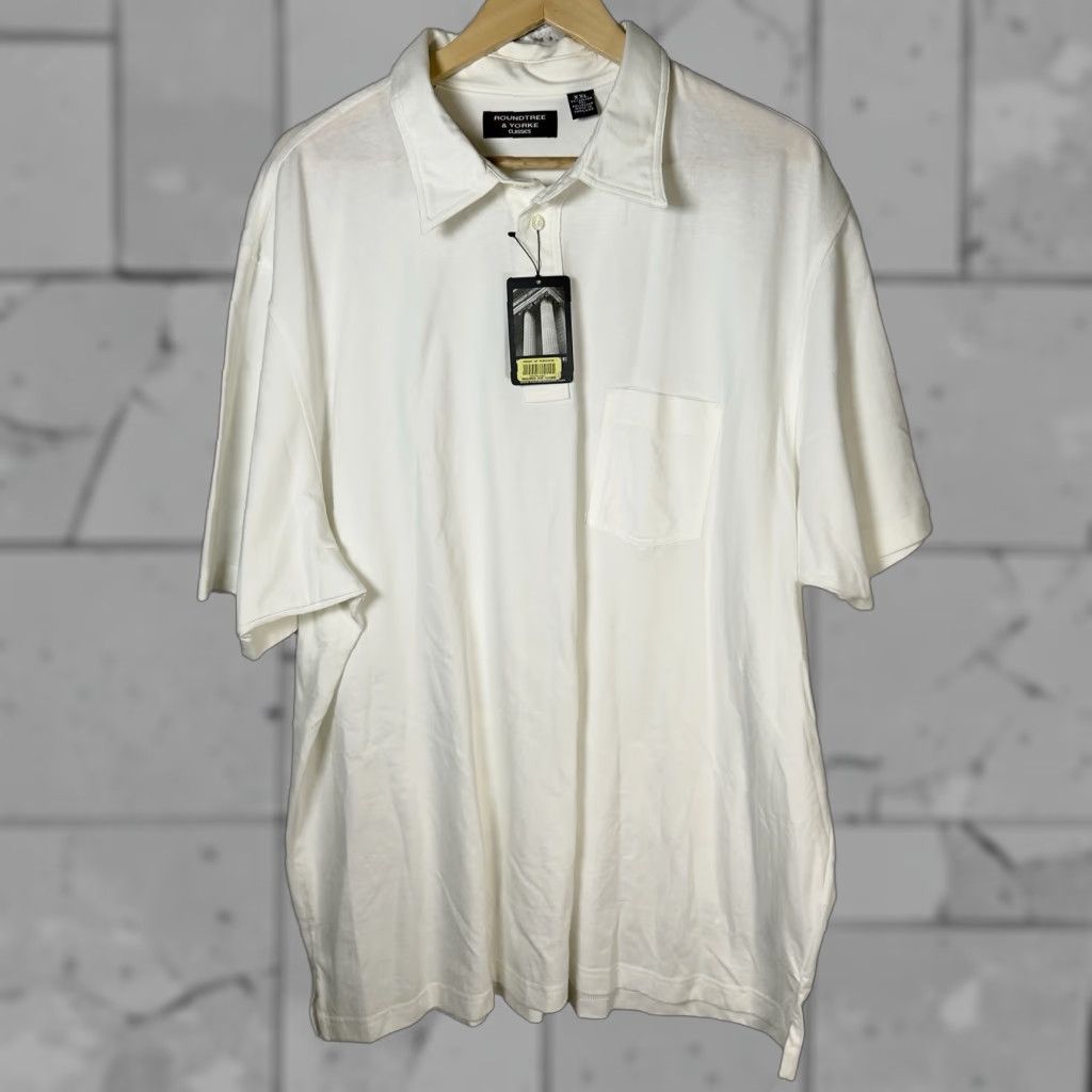 Roundtree & Yorke VINTAGE Roundtree & Yorke Mens Polo Shirt Athletic Fit White 2XL Men Size US XXL / EU 58 / 5 - 1 Thumbnail