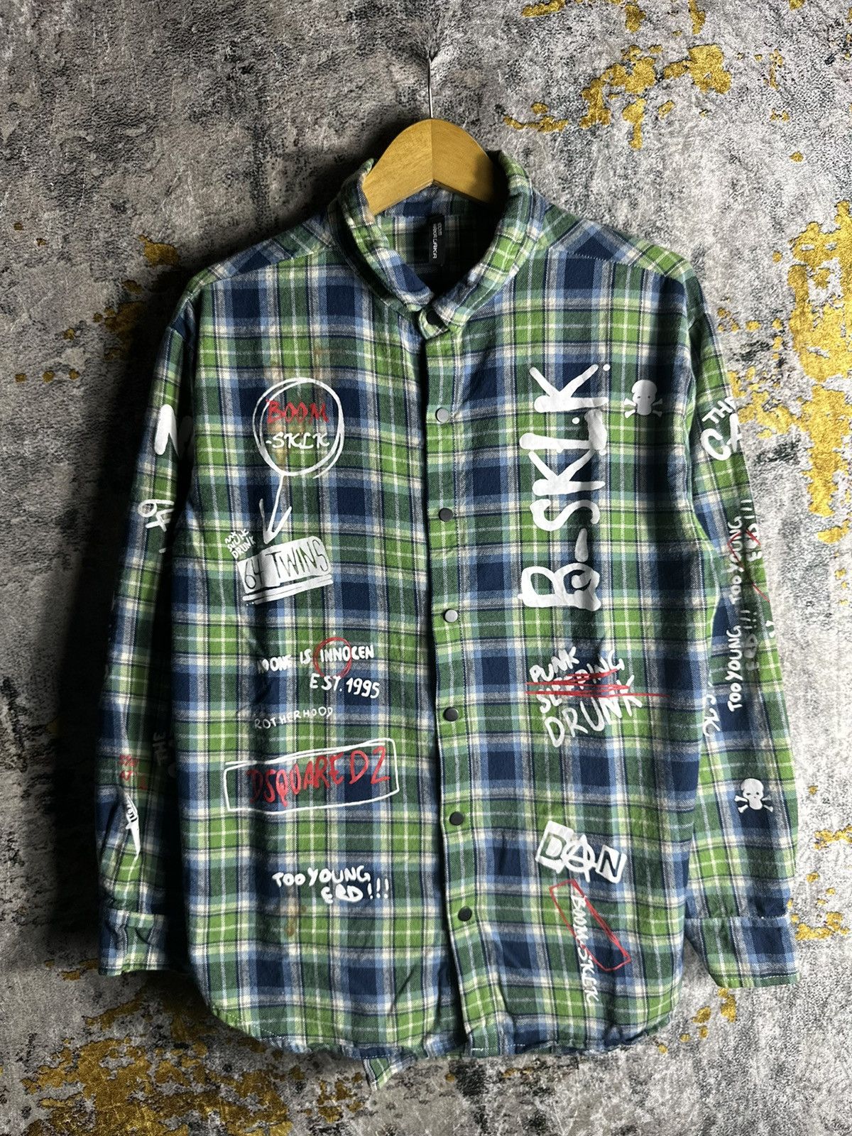 20471120 × Beauty Beast × Japanese Brand SICK BOOM JAPANESE POEM SHIRT PLAID IFSIXWASNINE LGB STYLE Size US L / EU 52-54 / 3 - 3 Thumbnail