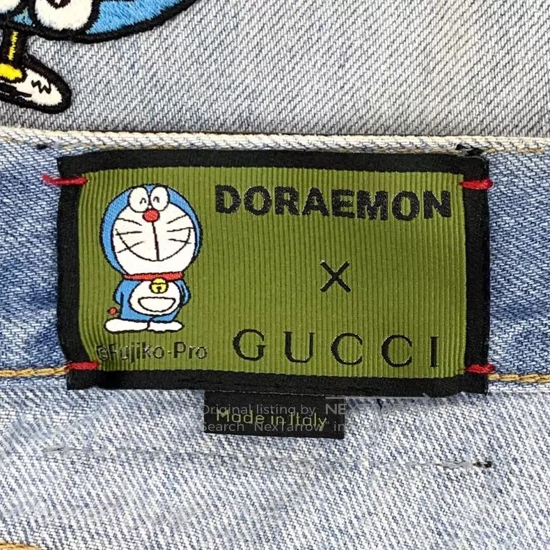Gucci Gucci Light blue washed Doraemon embroidered cotton casual Size 25" / US 0 / IT 36 - 7 Thumbnail