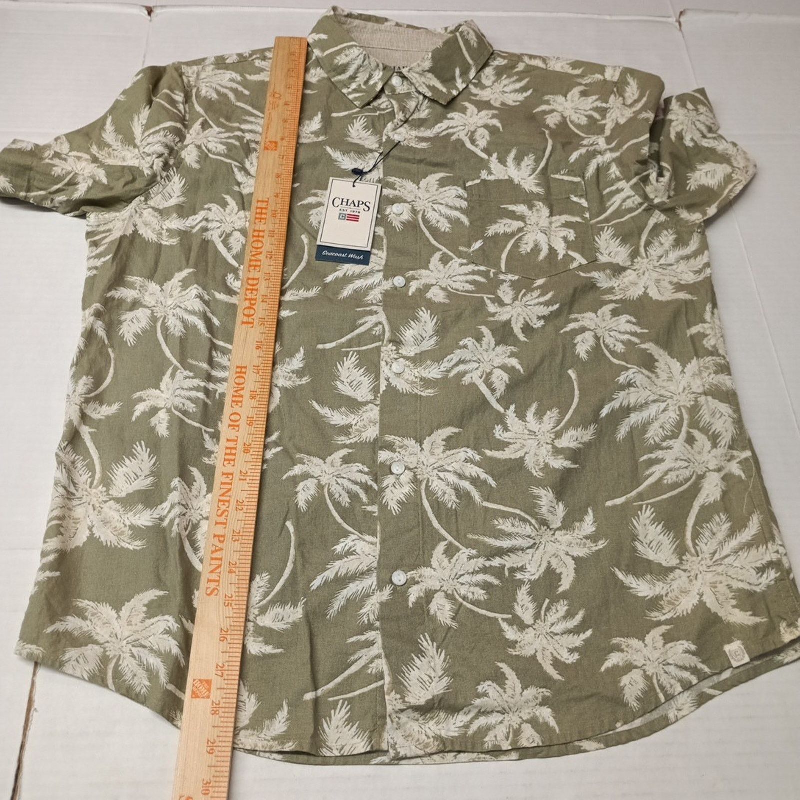 Chaps Chaps Linen Woven Shirt Men's L Light Olive Floral Print Size US L / EU 52-54 / 3 - 5 Thumbnail