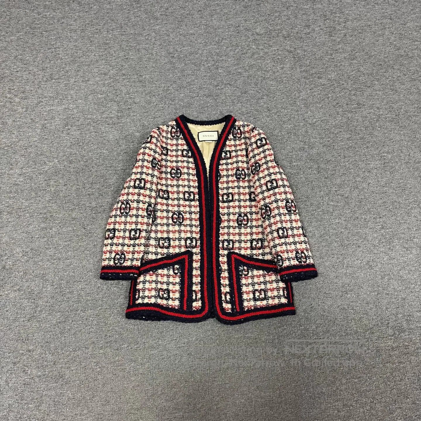 Gucci Guicci Coarse woolen woolen fabric weaving Checkered jacke Size S / US 4 / IT 40 - 1 Thumbnail