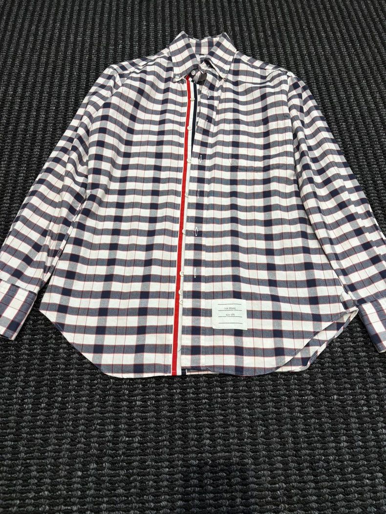 Thom Browne Thom Browne Gray plaid shirt with collar Size US S / EU 44-46 / 1 - 1 Thumbnail