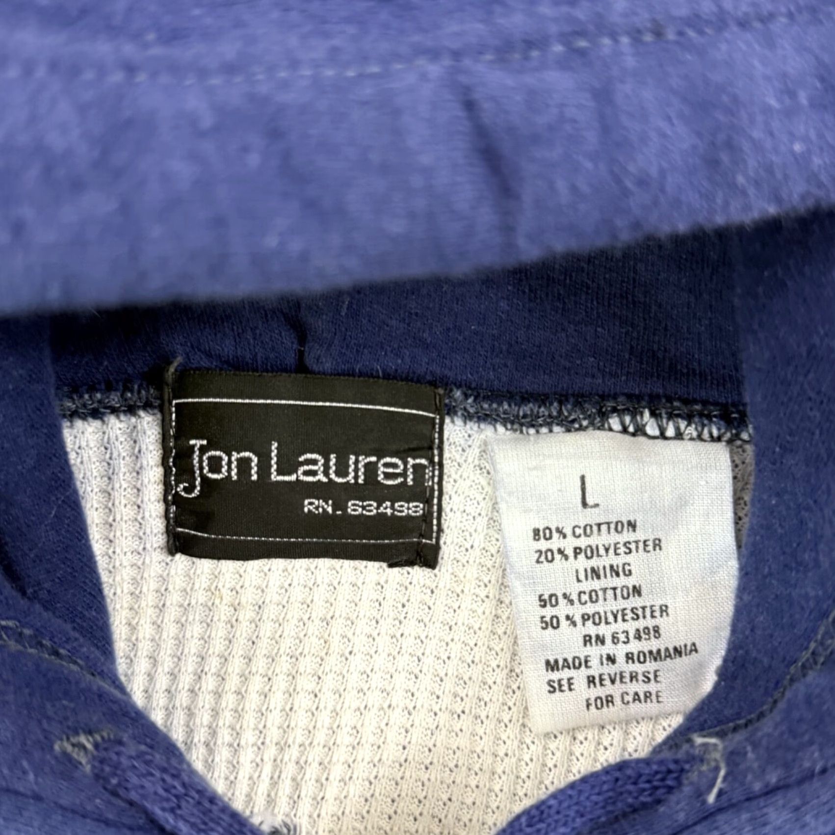 Vintage Vintage Jon Lauren Blue L Sweatshirt Mens Large Zip Hoodie 90s Thermal Lined Full Zip Winter Fall Spring Size US L / EU 52-54 / 3 - 6 Thumbnail