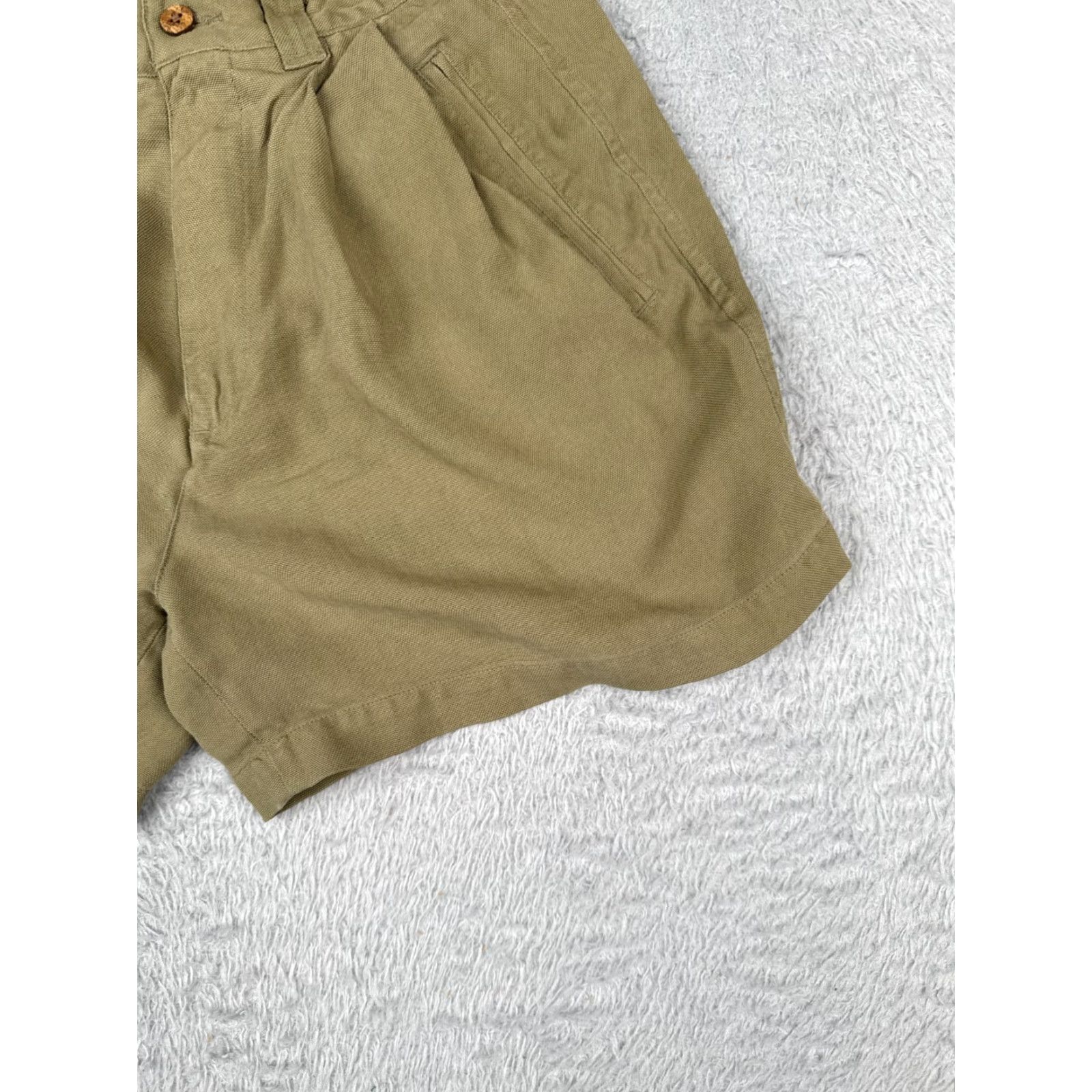Tommy Bahama VINTAGE Tommy Bahama Shorts Women Bermuda 2 Green Silk Cotton Blend High Rise Casual Travel 24Wx4 Girls Size 26" / US 2 / IT 38 - 2 Thumbnail