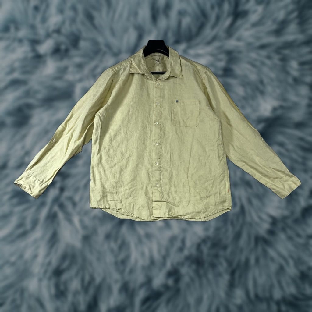 Quiksilver Quicksilver Shirt Button-Up Long Sleeve Linen Yellow Men's Large Casual Beach Size US L / EU 52-54 / 3 - 1 Thumbnail