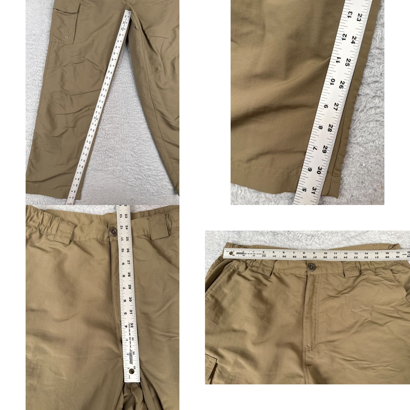 Vintage White Sierra Pants Mens Large Beige Cargo 100% Nylon Hiking Fishing Camp 36x31 Size US 33 - 8 Thumbnail