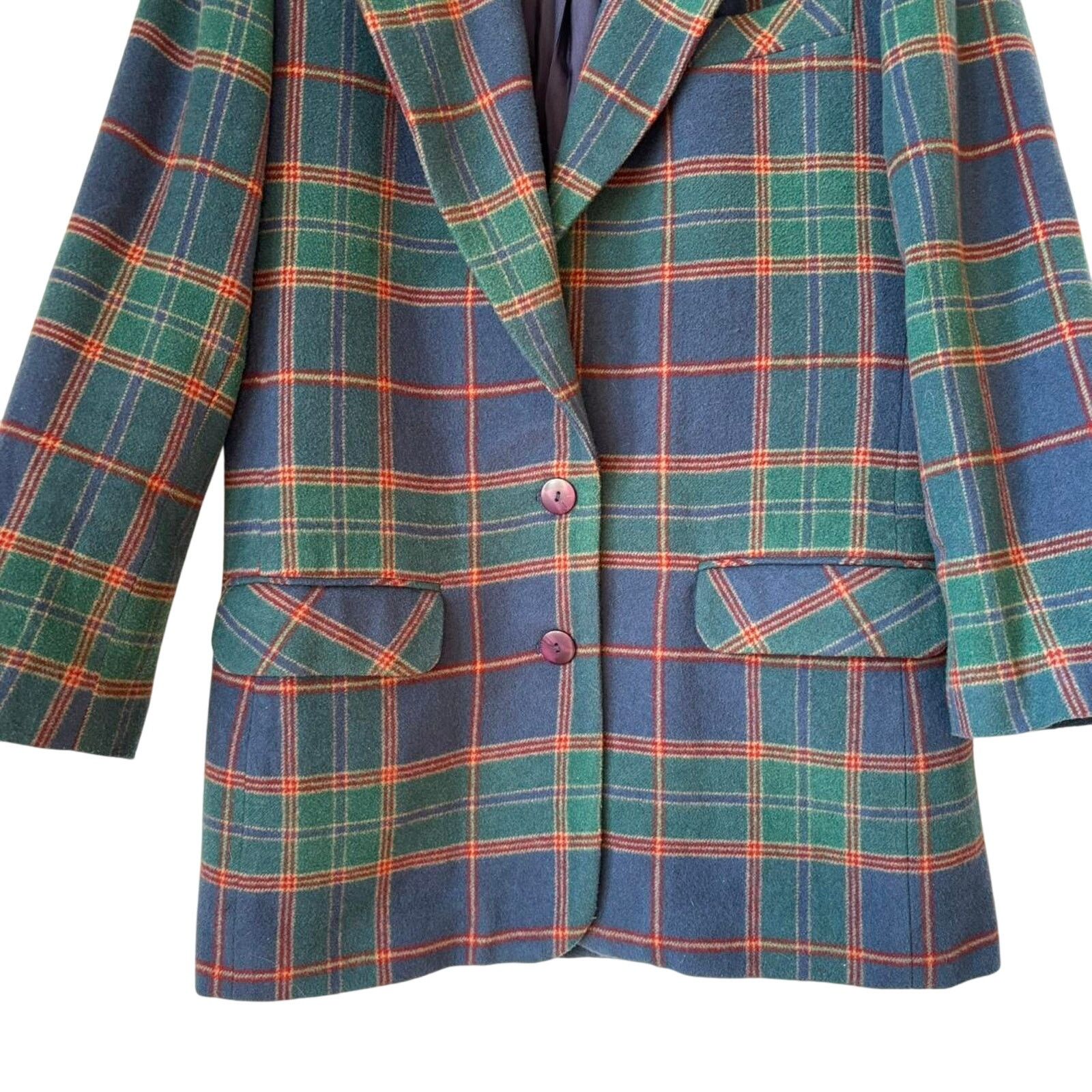 Vintage Vintage Signature Expressions Blue Wool Plaid Blazer 12 Size XL / US 12-14 / IT 48-50 - 4 Thumbnail