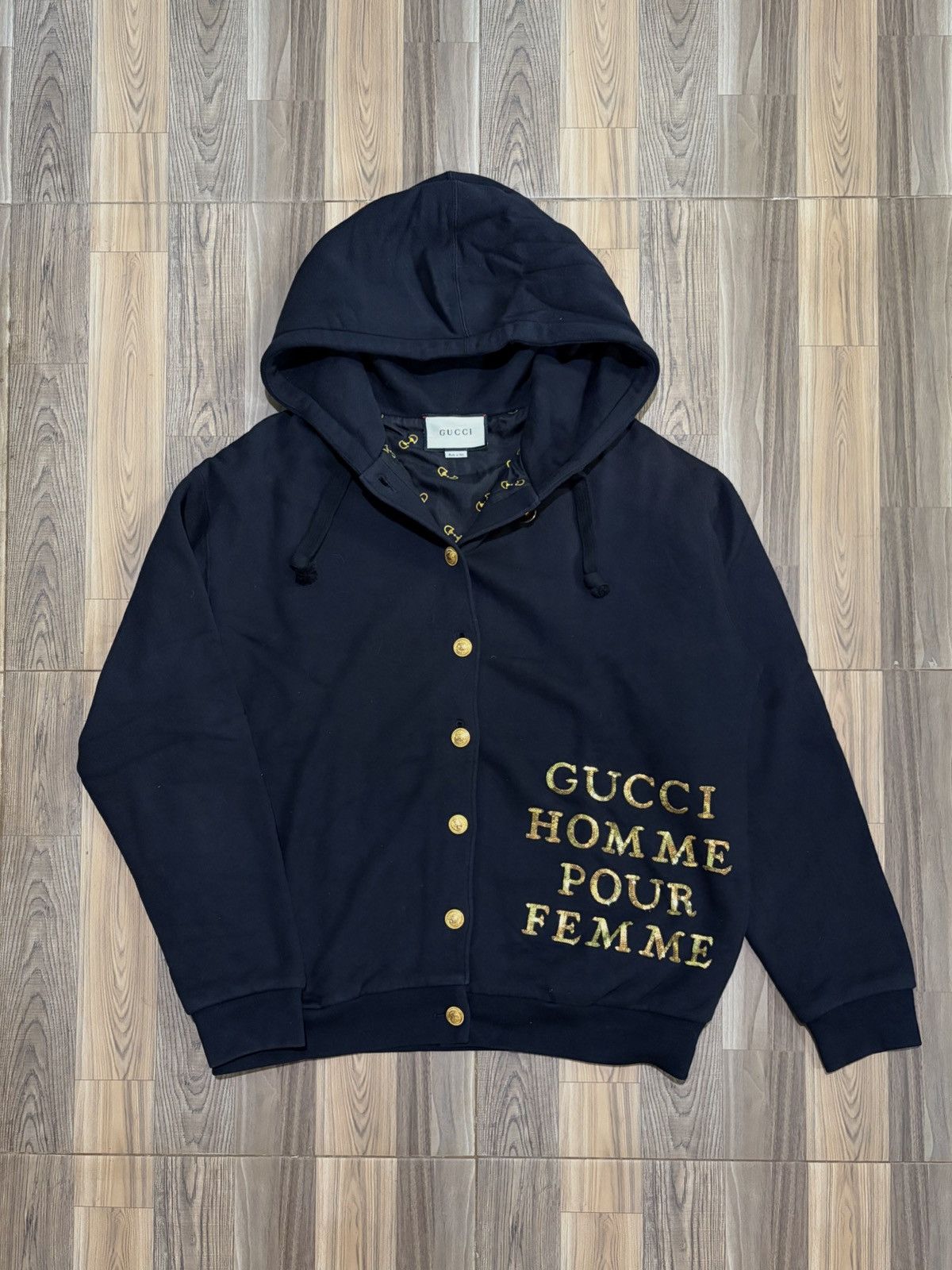 Gucci GUCCI HOMME POUR FEMME BUTTON HOODIE Size L / US 10 / IT 46 - 1 Thumbnail