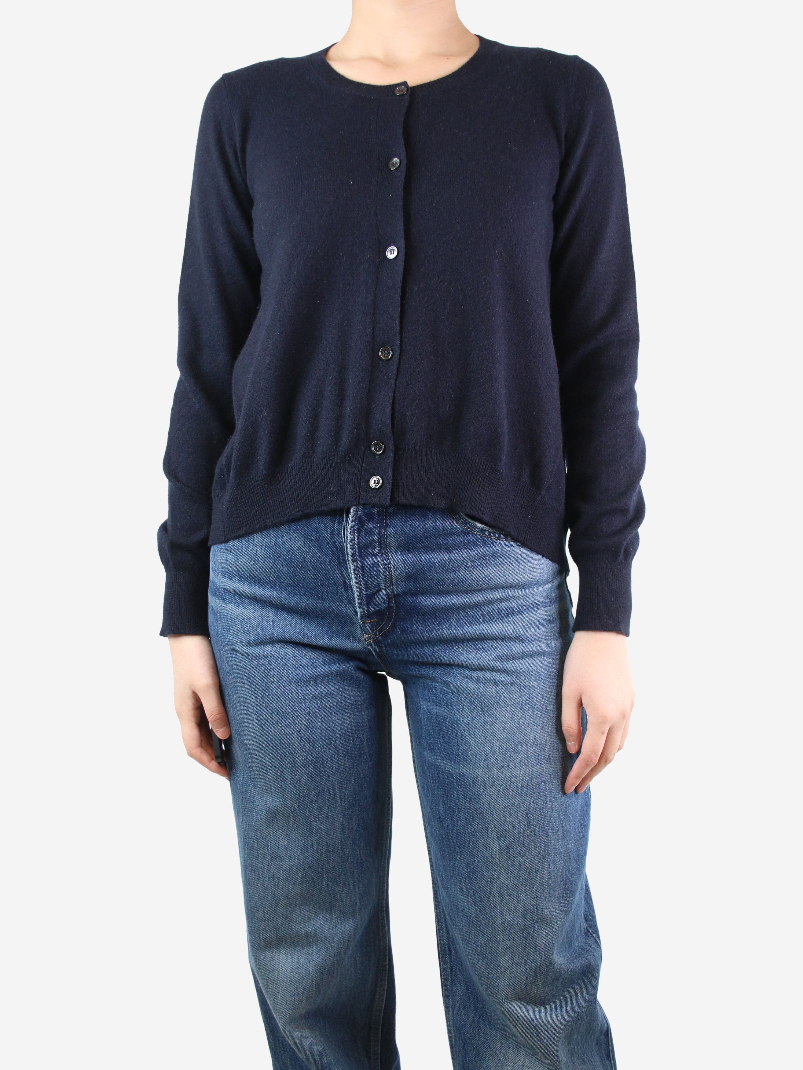 image of Marni Navy Blue Cashmere Cardigan - Size Uk 8, Women's