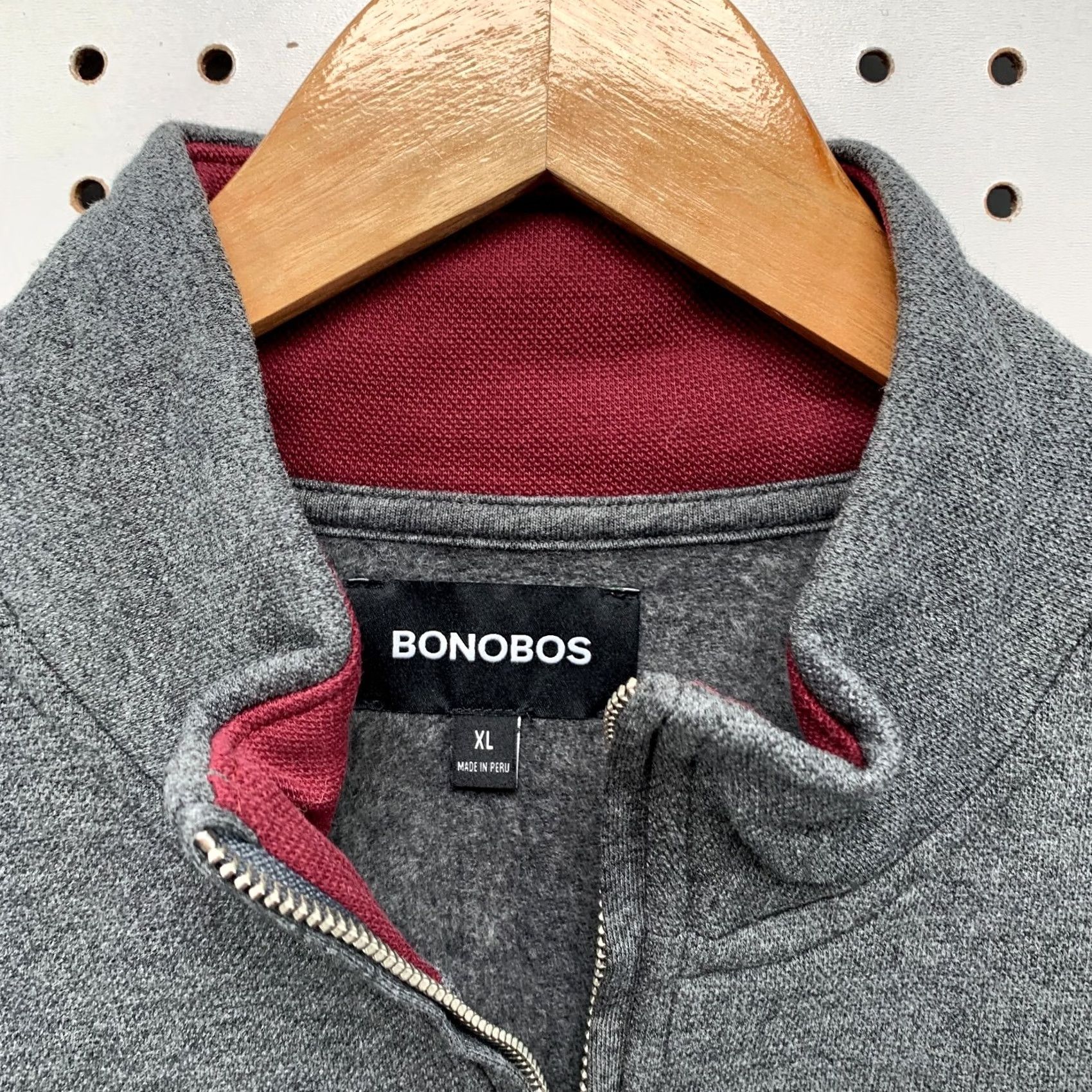 Bonobos Bonobos Sweater Mens XL Gray Zip Pullover Red Mock Neck Long Sleeve 25x28 Size US XL / EU 56 / 4 - 7 Thumbnail