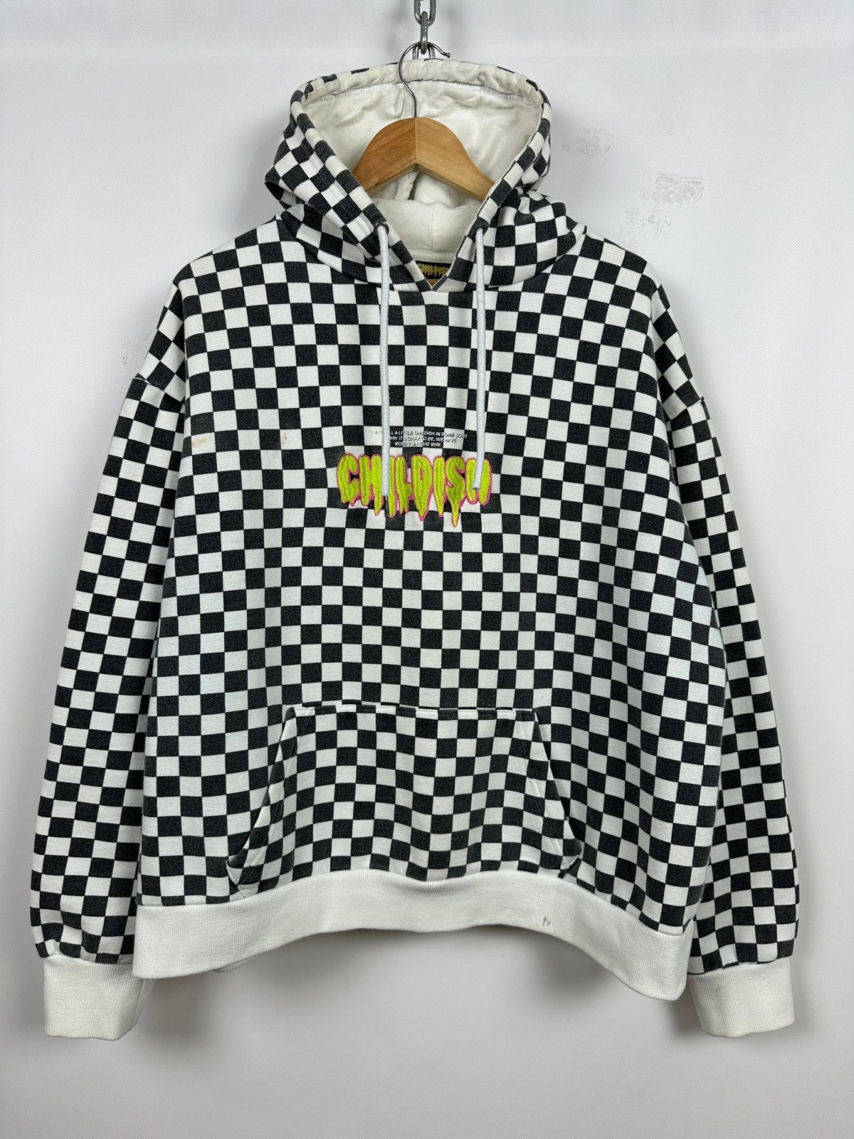 Vintage Childish Checkered Oversized Skateboard Hoodie Size US L / EU 52-54 / 3 - 2 Thumbnail