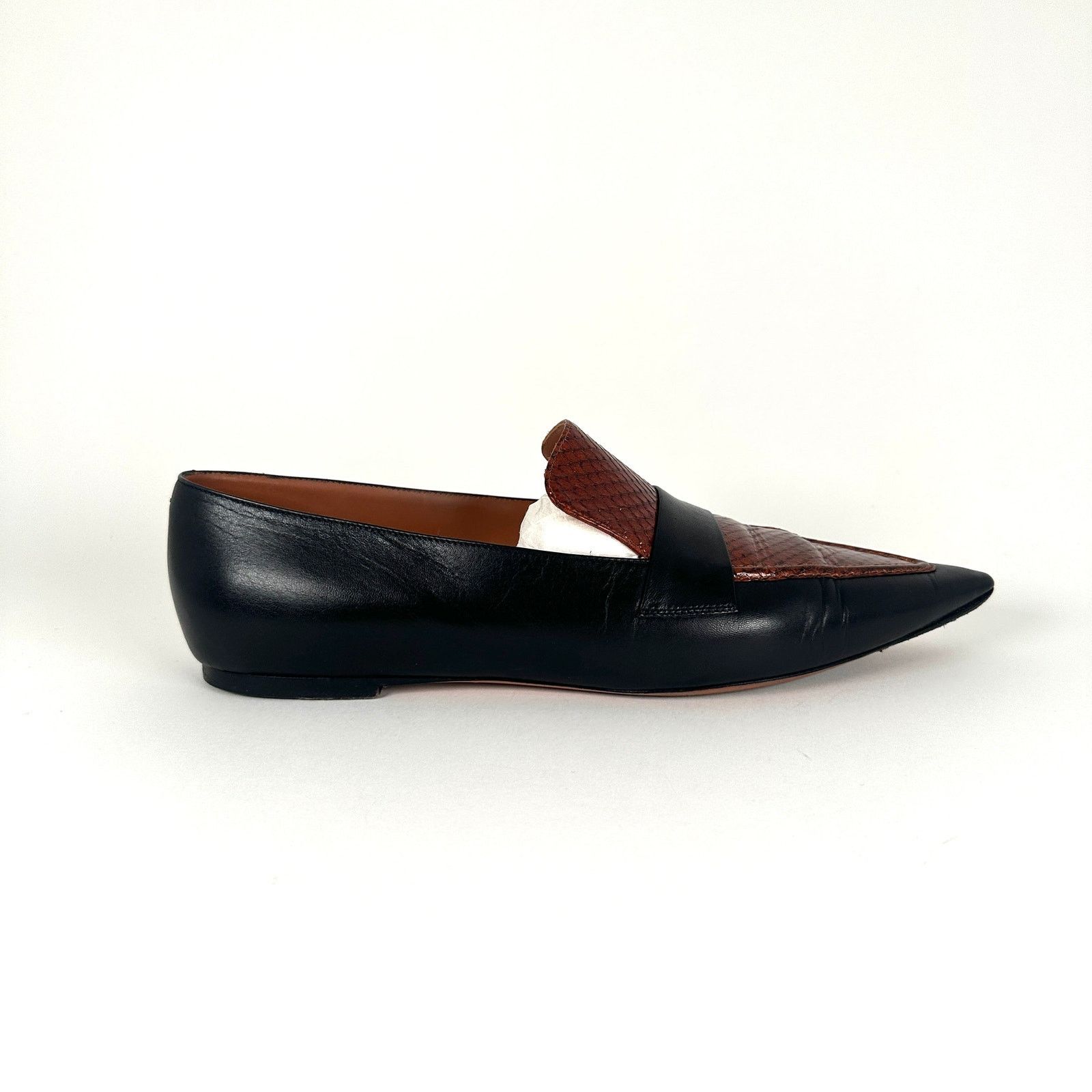 Celine Celine Snakeskin Black Flat Loafers Size 40 Size US 7 / EU 40 - 1 Thumbnail