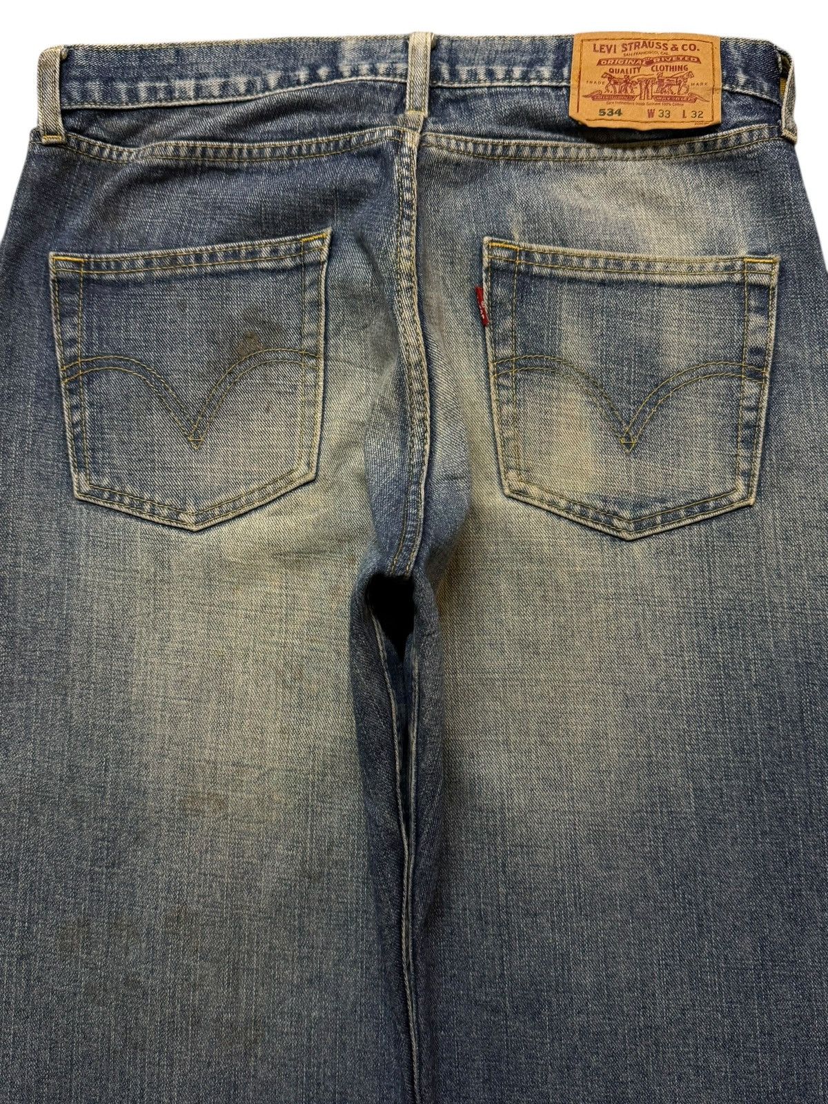 Levi's Vtg Levis 534 Blue Faded Mud Wash Distress Wide Leg Baggy Size US 32 / EU 48 - 4 Thumbnail