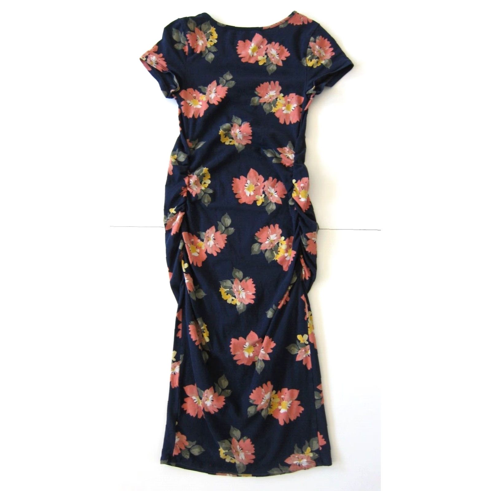 Vintage Isabel Maternity Blue Pink Floral Stretch Short Sleeve Fitted Shirt Dress XS Size XS / US 0-2 / IT 36-38 - 2 Thumbnail