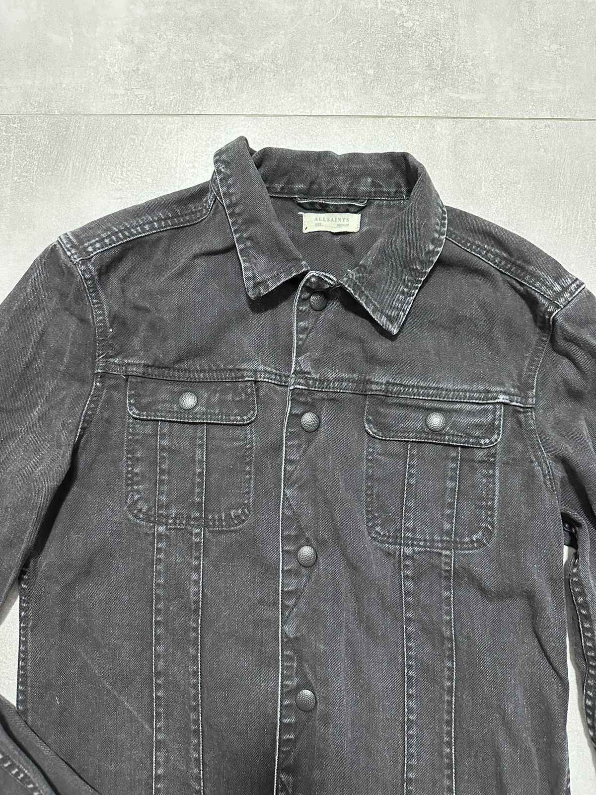 Allsaints × Vintage AllSaints Denim Jacket Black Vintage Size M Size US M / EU 48-50 / 2 - 2 Thumbnail