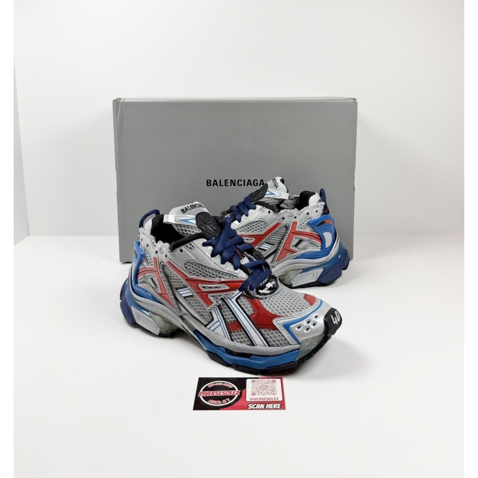 Balenciaga Size 40EU/7US - Balenciaga Runner Grey Red Blue NEW Size US 7 / EU 40 - 1 Thumbnail