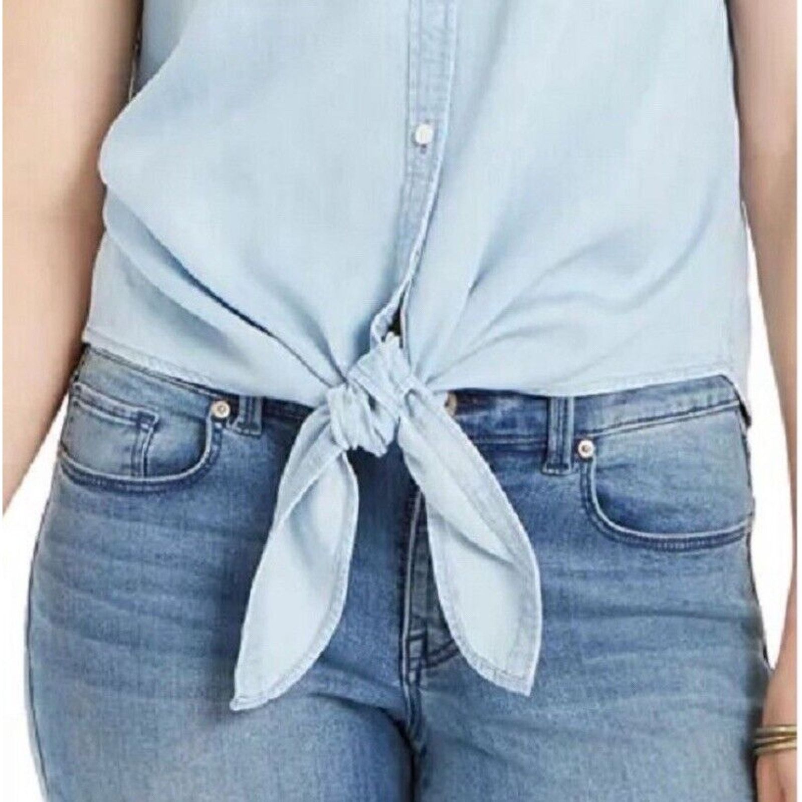 Other Charter Club Cotton Chambray Denim Tie Front Size 12 Size XL / US 12-14 / IT 48-50 - 2 Thumbnail