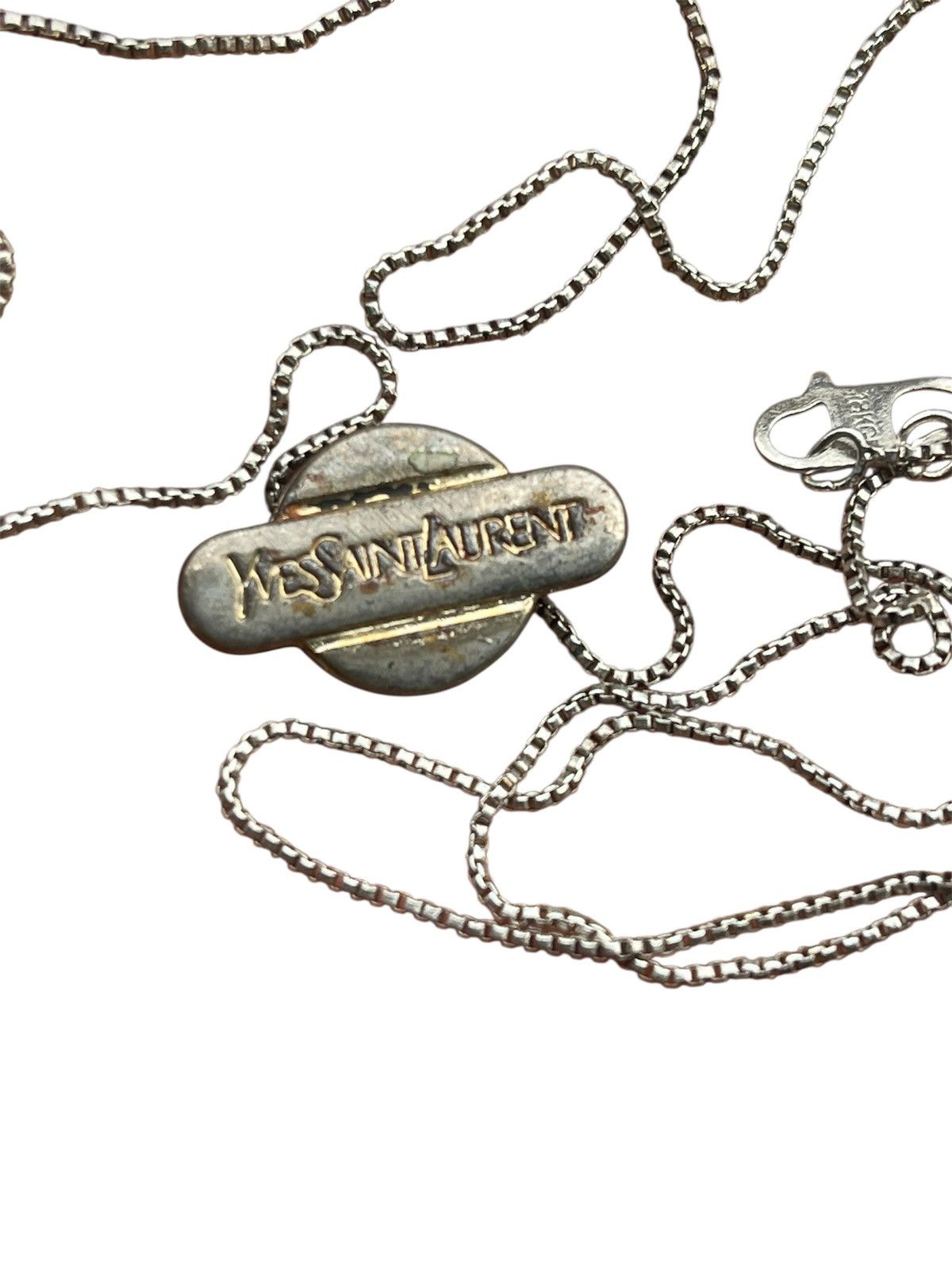 Yves Saint Laurent RARE Vintage YSL Yves Saint Laurent Logo Charm Necklace Size ONE SIZE - 2 Thumbnail