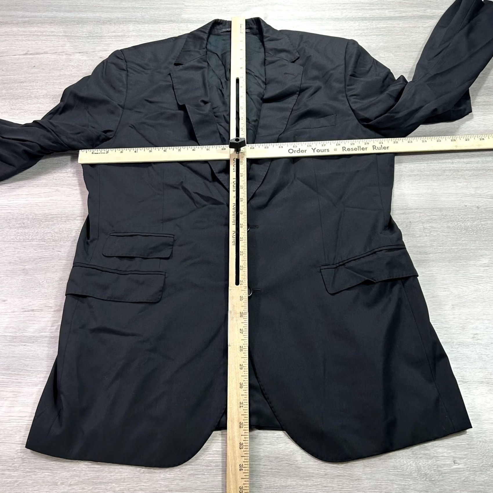 Hugo Boss VINTAGE BOSS Hugo Boss Blazer Mens 42L Black Virgin Wool Made in Slovakia Selection Tailored Line 2 Button Notch Lapel Wool Jacket Coat Mens Size 42R - 6 Thumbnail